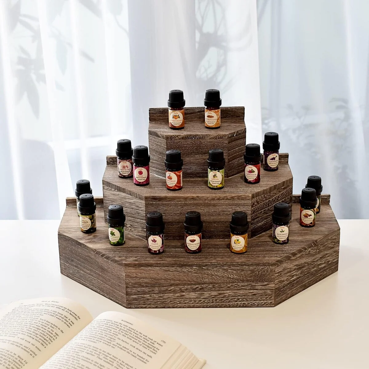 3-Tier Wood Stair Step Shelf Display Stand - S