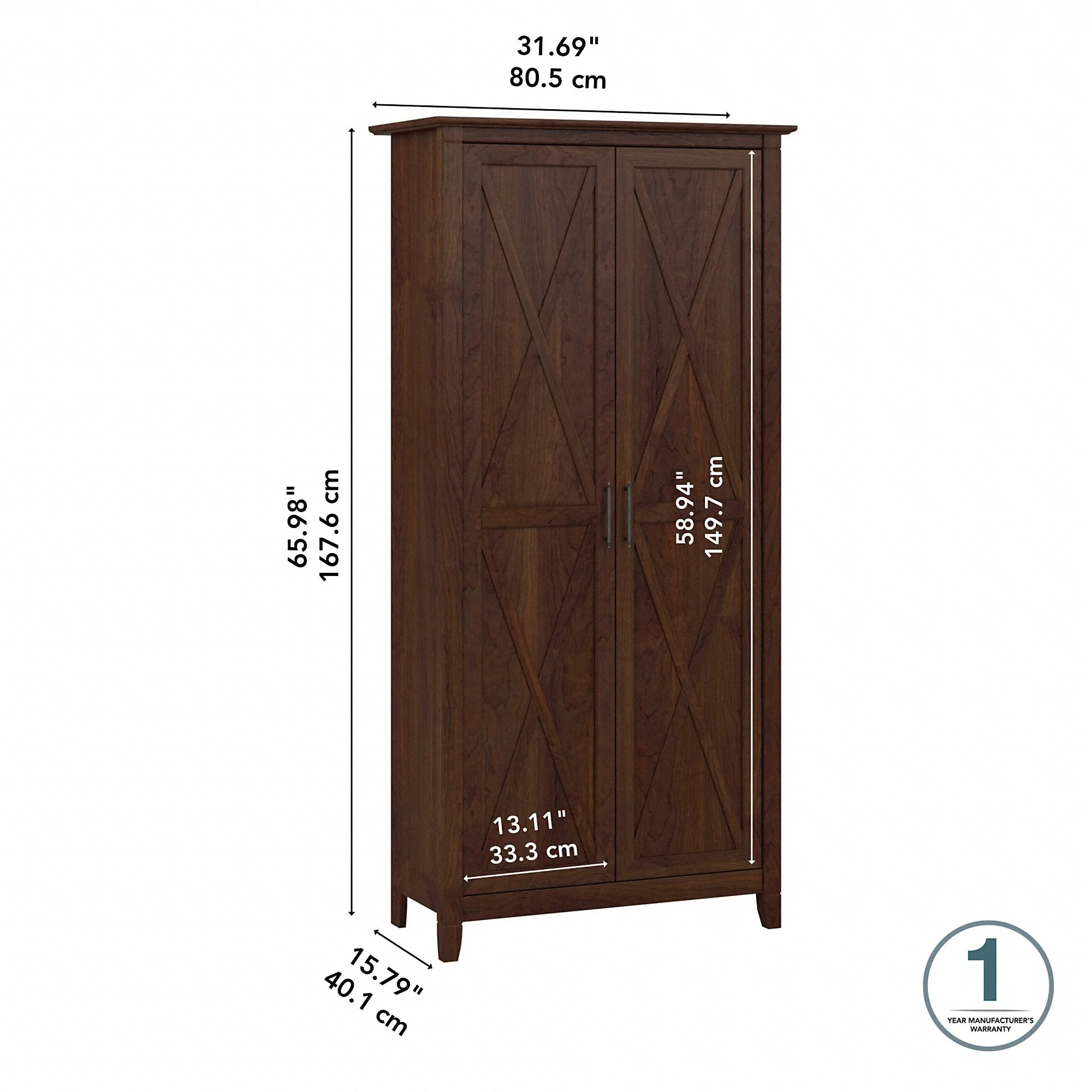 Key West Tall Kitchen Pantry Cabinet with Doors by Bush Furniture