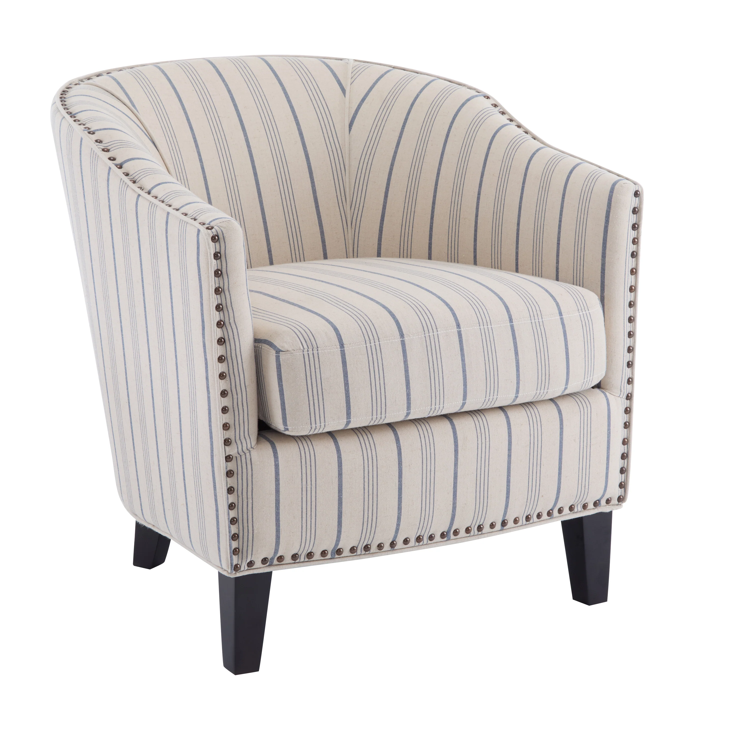 Upholstered Stripe Barrel Chair