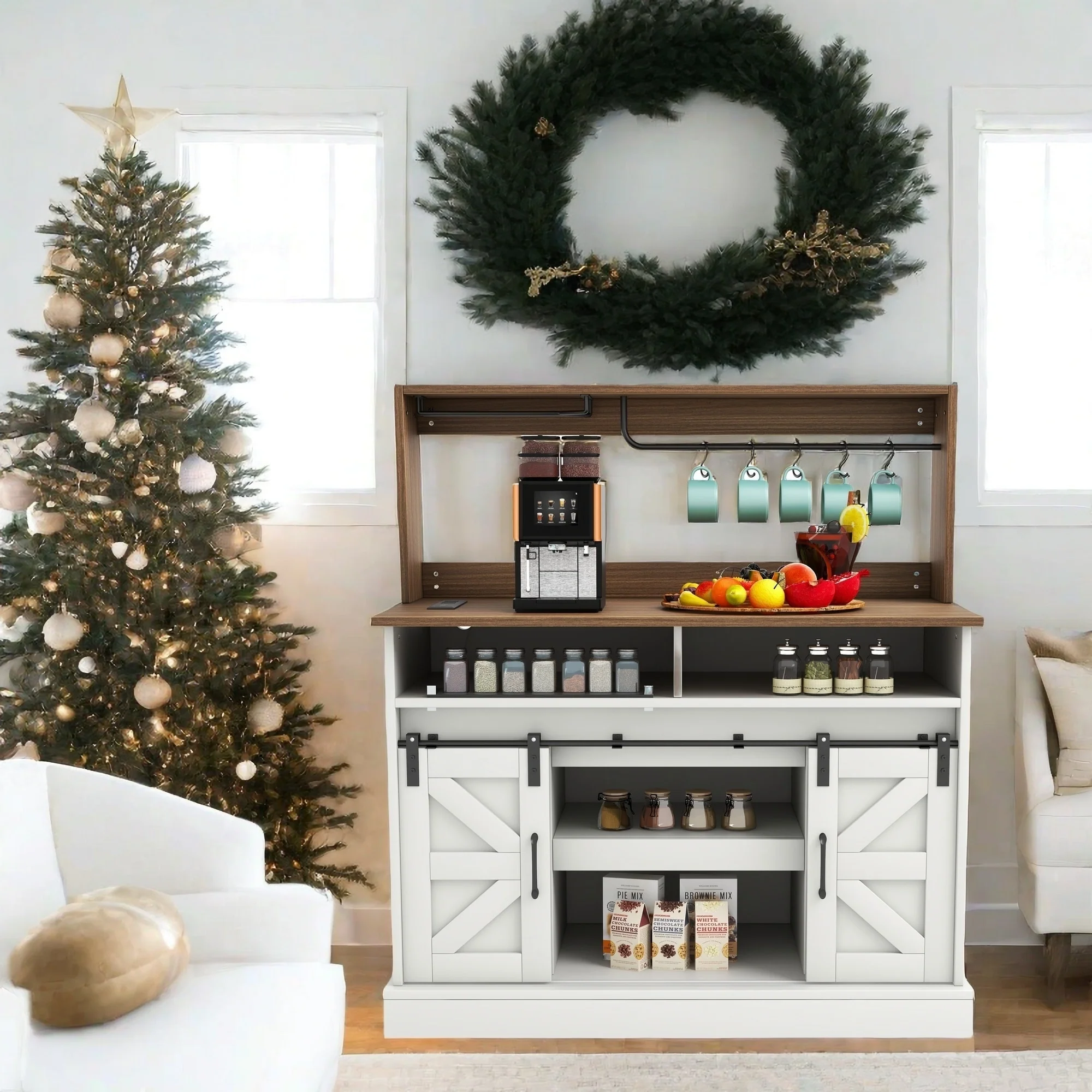 Moasis Farmhouse Coffee Bar Cabinet - 15.1