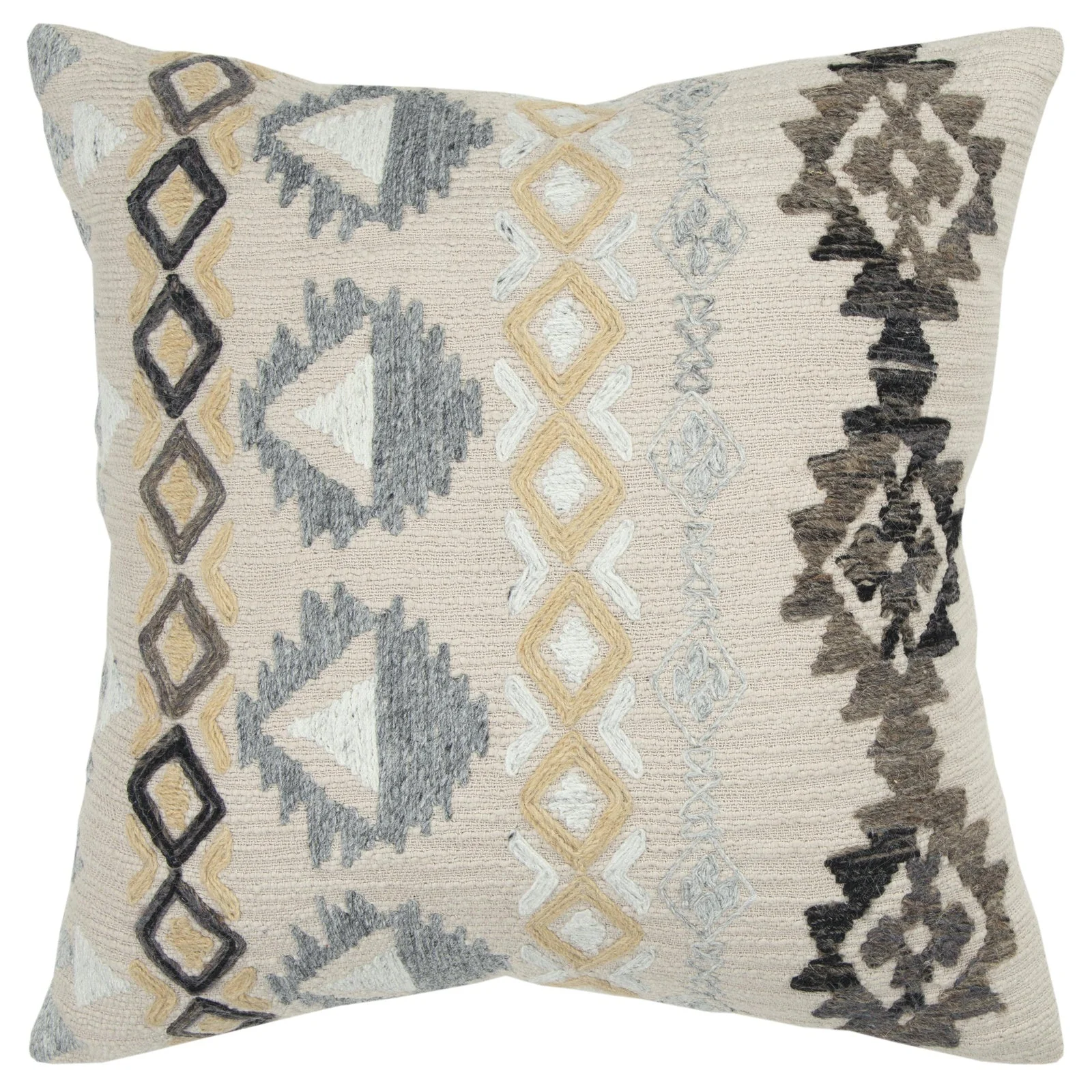 Woven And Embroidered Cotton Geometric Decorative Throw Pillow
