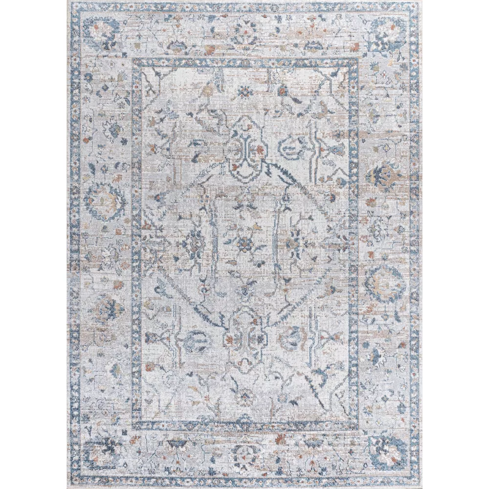 Brandy Rustic Border Low-Pile Machine-Washable Area Rug