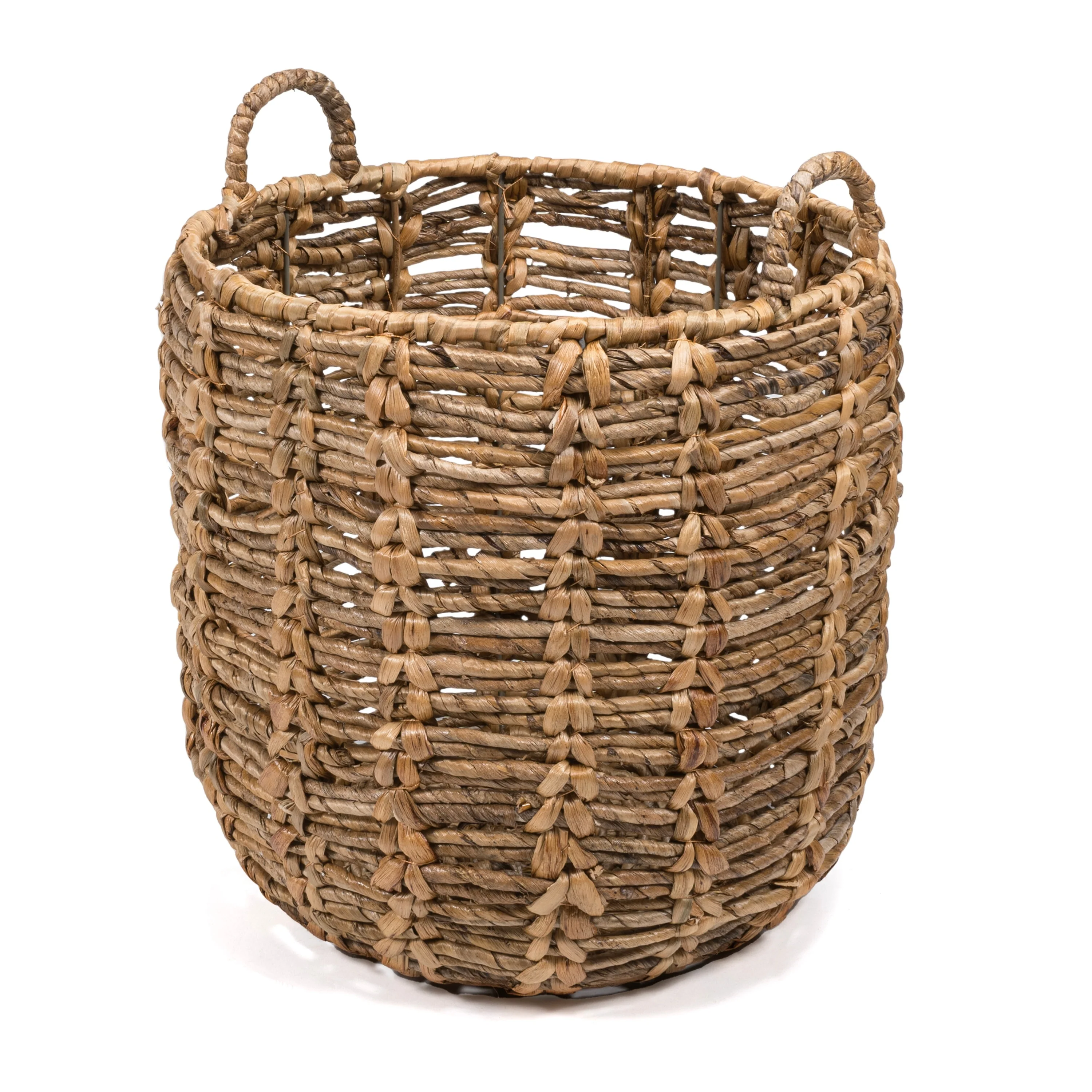 happimess Bohemian Hand-Woven Abaca Basket with Handles