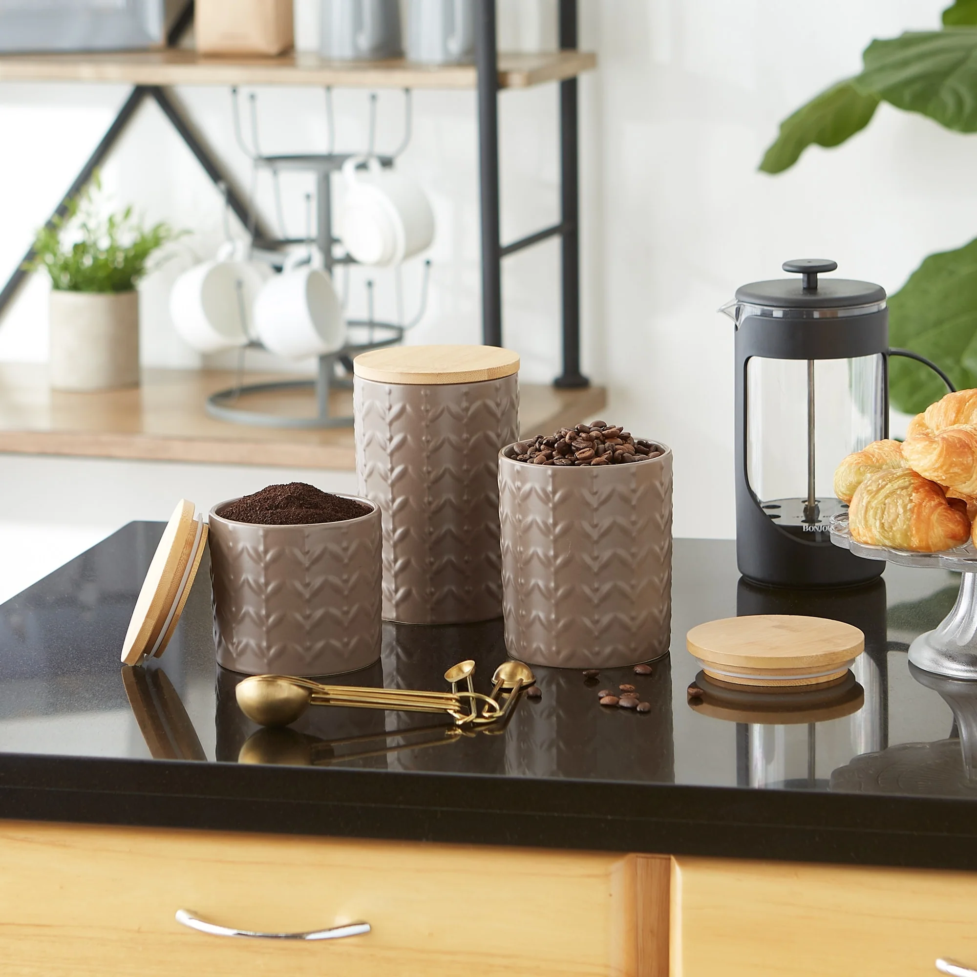 Retro Vine Texture Ceramic Canister (Set of 3)