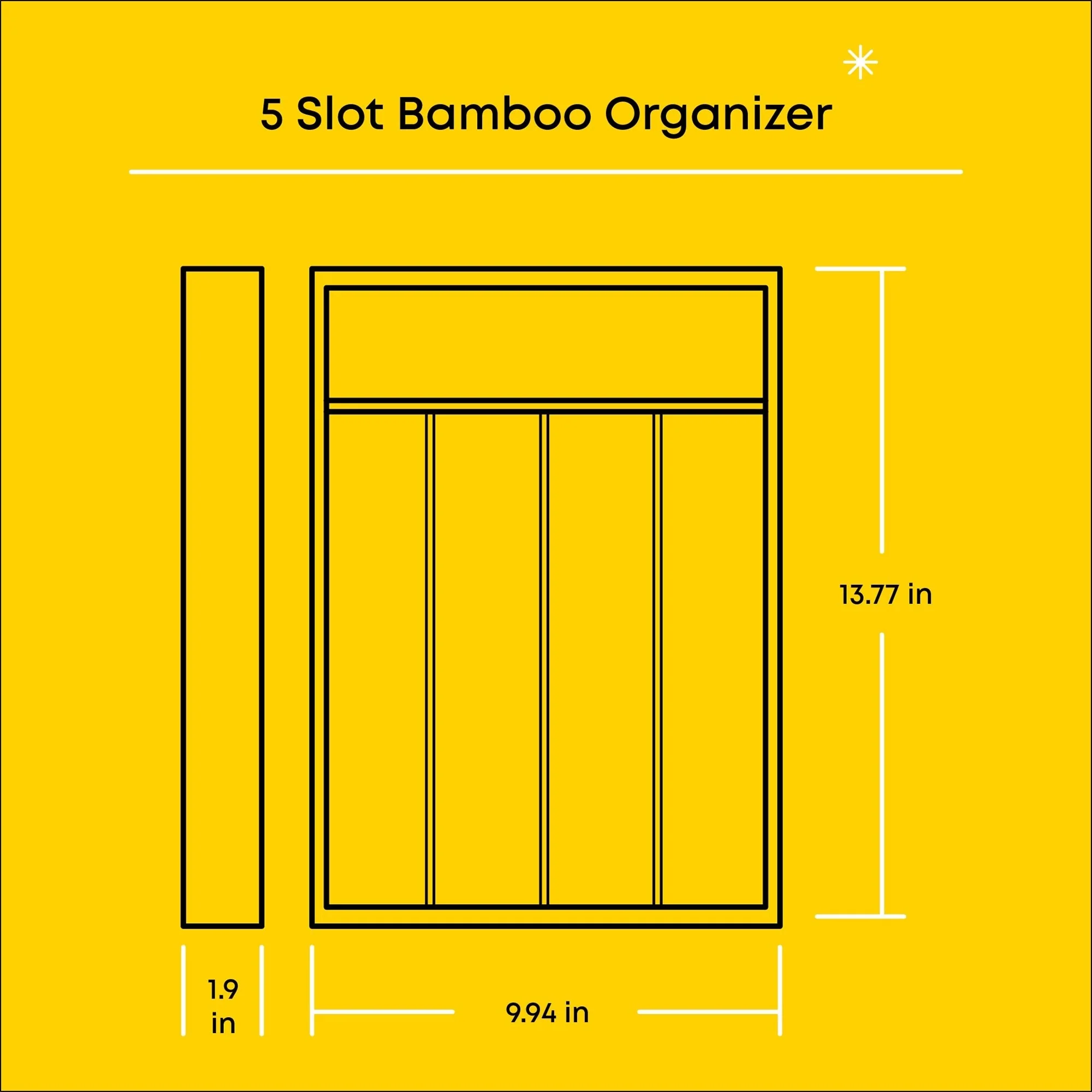 JoyJolt 5 Slot Bamboo Flatware Organizer