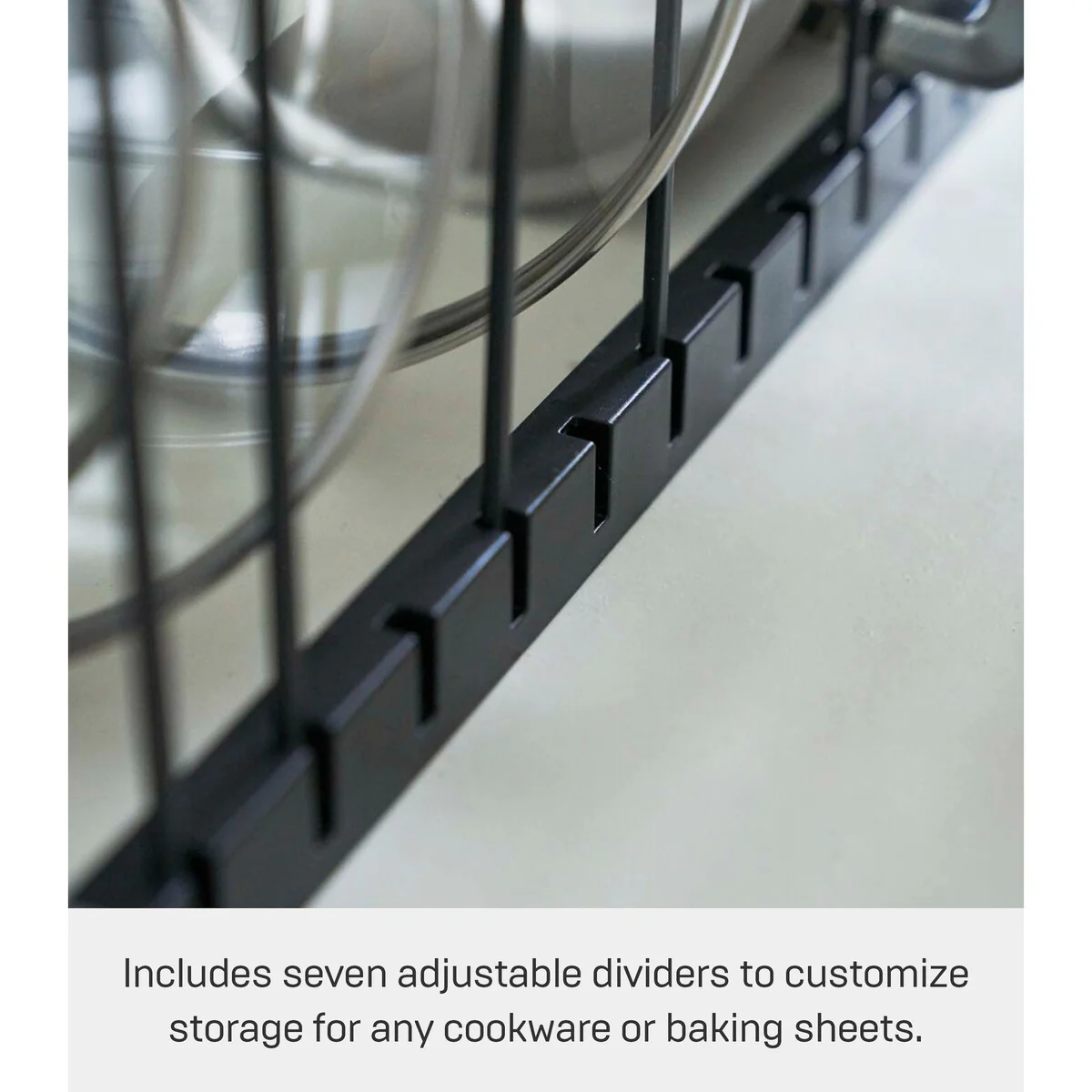 Yamazaki Home Adjustable Pot Lid Organizer, Steel - L 7.87 x W 17.72 x H 6.89 inches