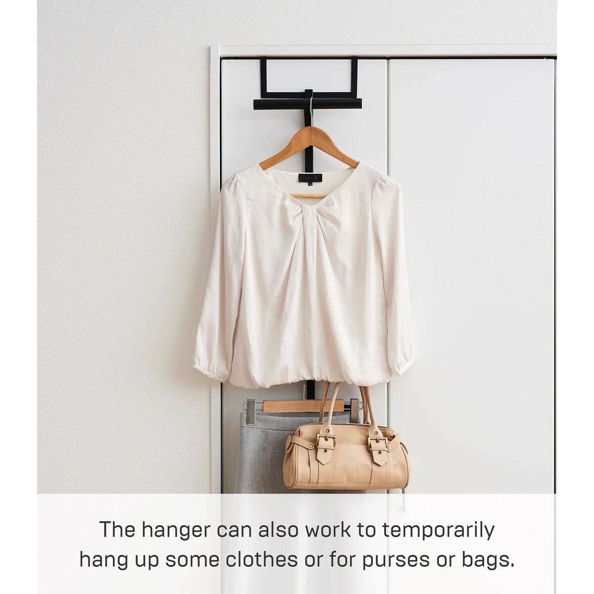 Yamazaki Home Over-the-Door Backpack Hanger, Steel, Holds 22 lbs - L 4.53 x W 10.43 x H 36.42 inches