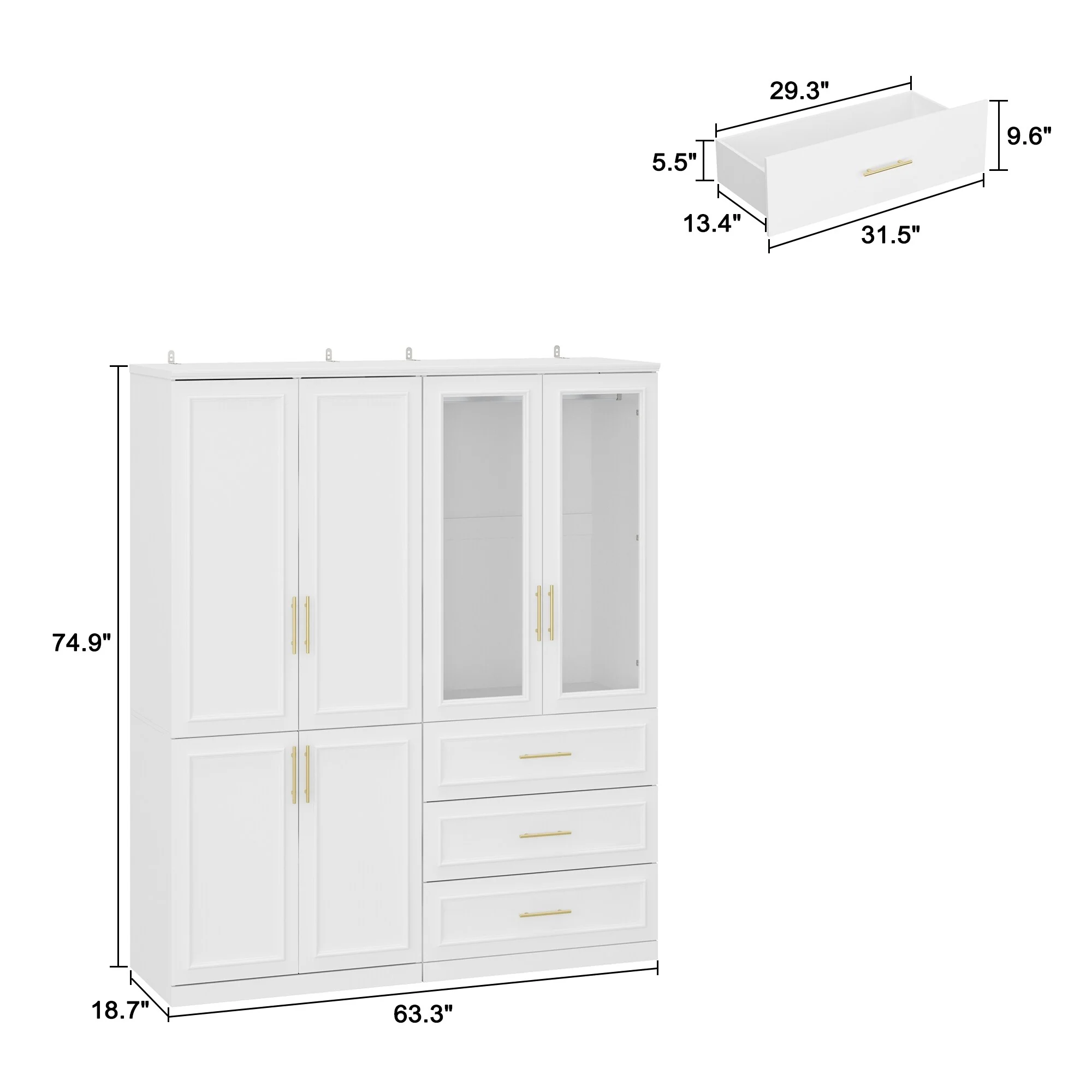 Modular Wardrobe Combo Armoires Closet Freestanding Cabinet Organizer