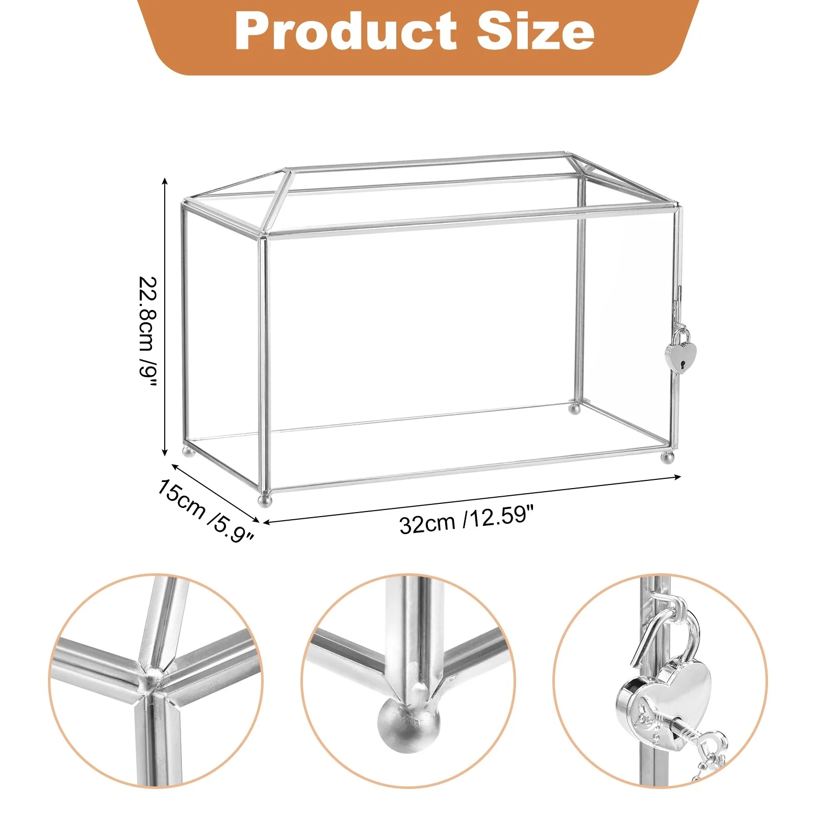 Glass Wedding Card Box with Lock, Clear Card Box for Reception