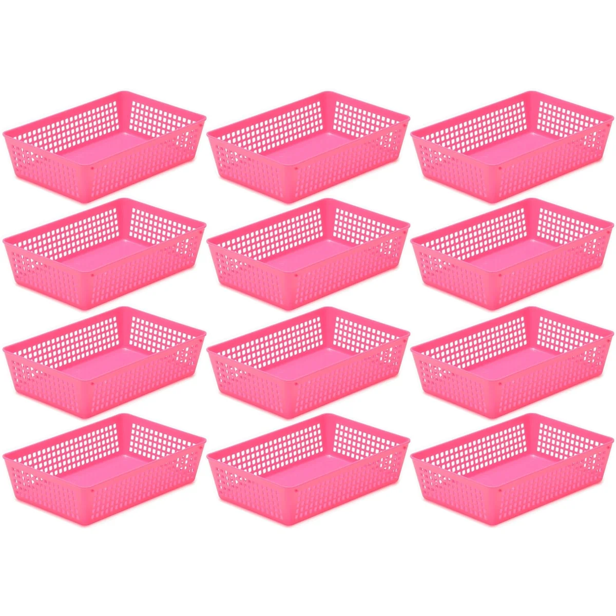 12-Pack Plastic Storage Baskets for Office Drawer, Classroom Desk