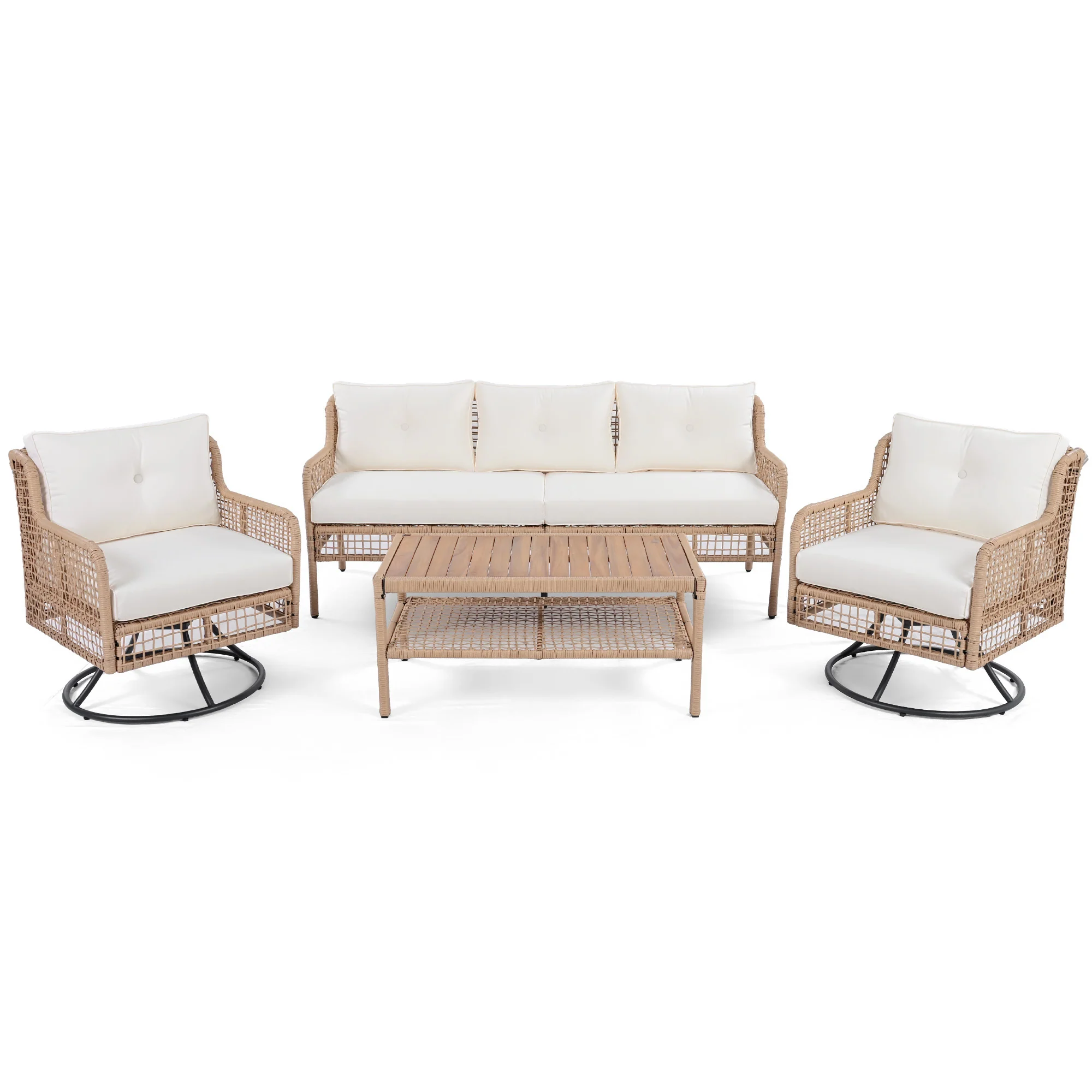 4-Piece Outdoor Furniture Set with Swivel Chairs