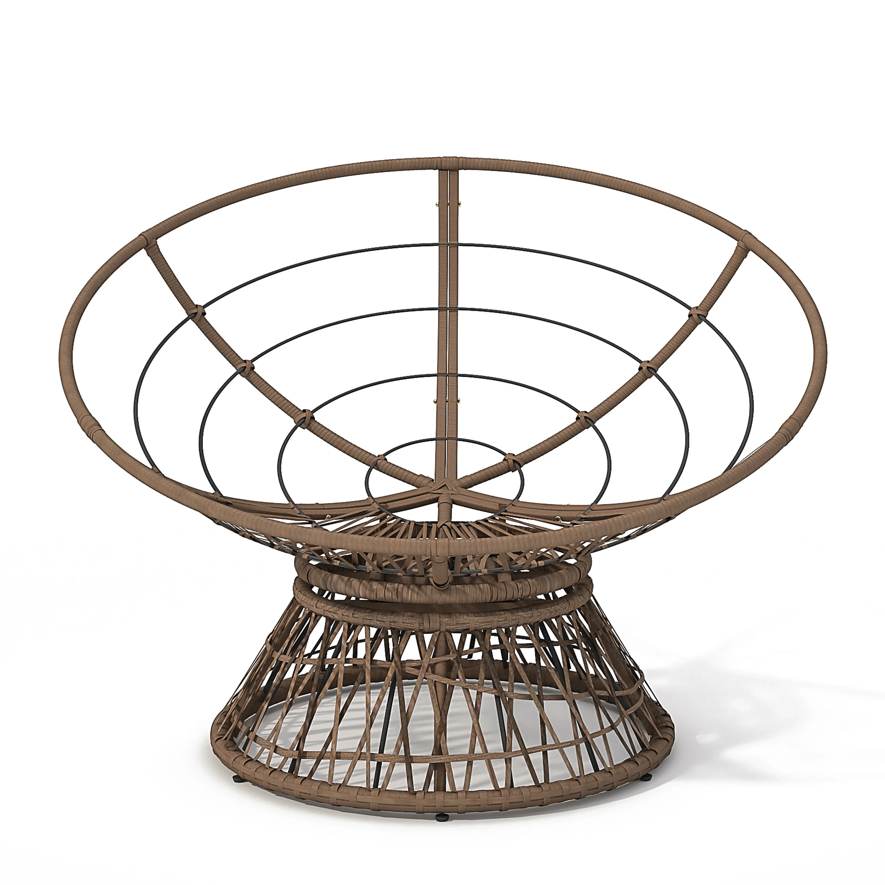 Papasan Wicker Chair with Fabric Cushion and 360 Degree Swivel