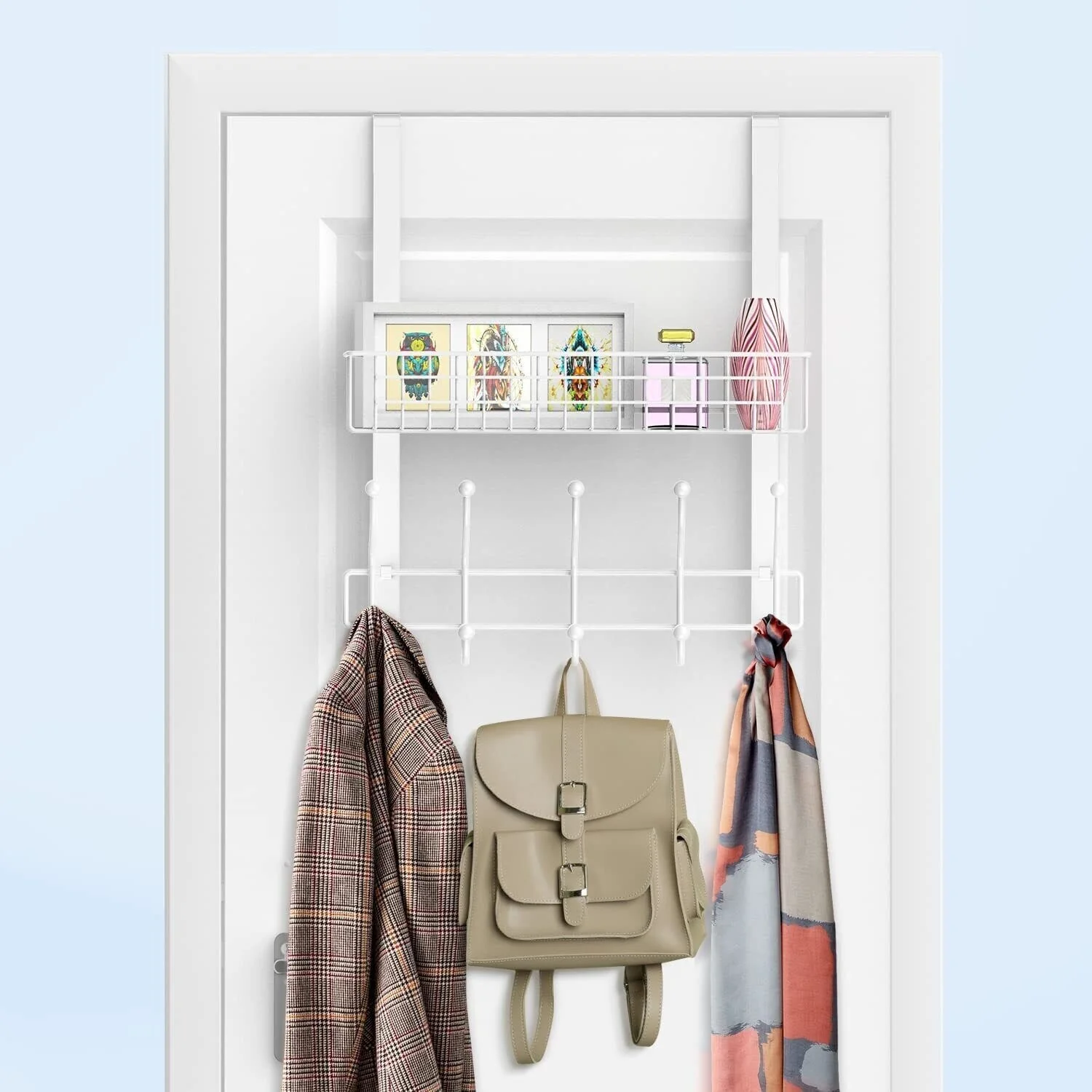 Over The Door Shelf Organizer with 5 Hook
