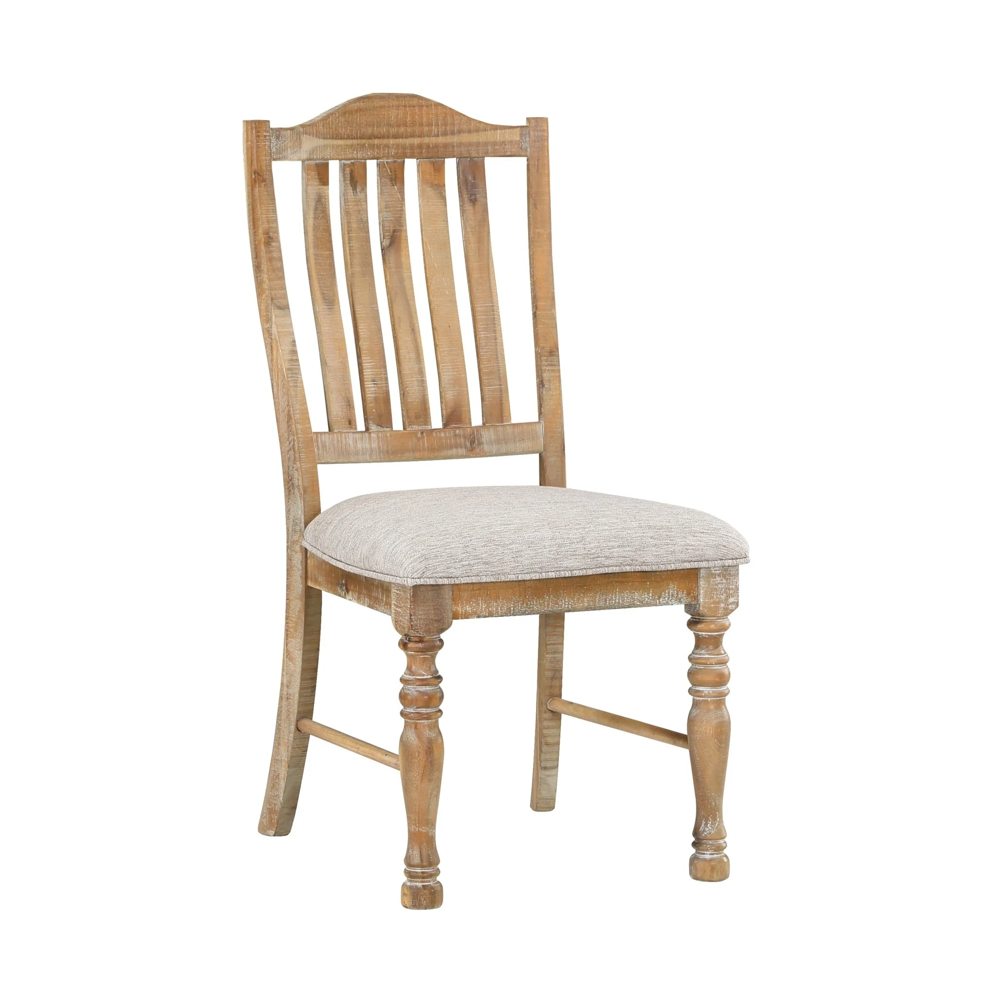 Styne Dining Chair with Vertical Slat-Back and Wood Frame, Set of 2