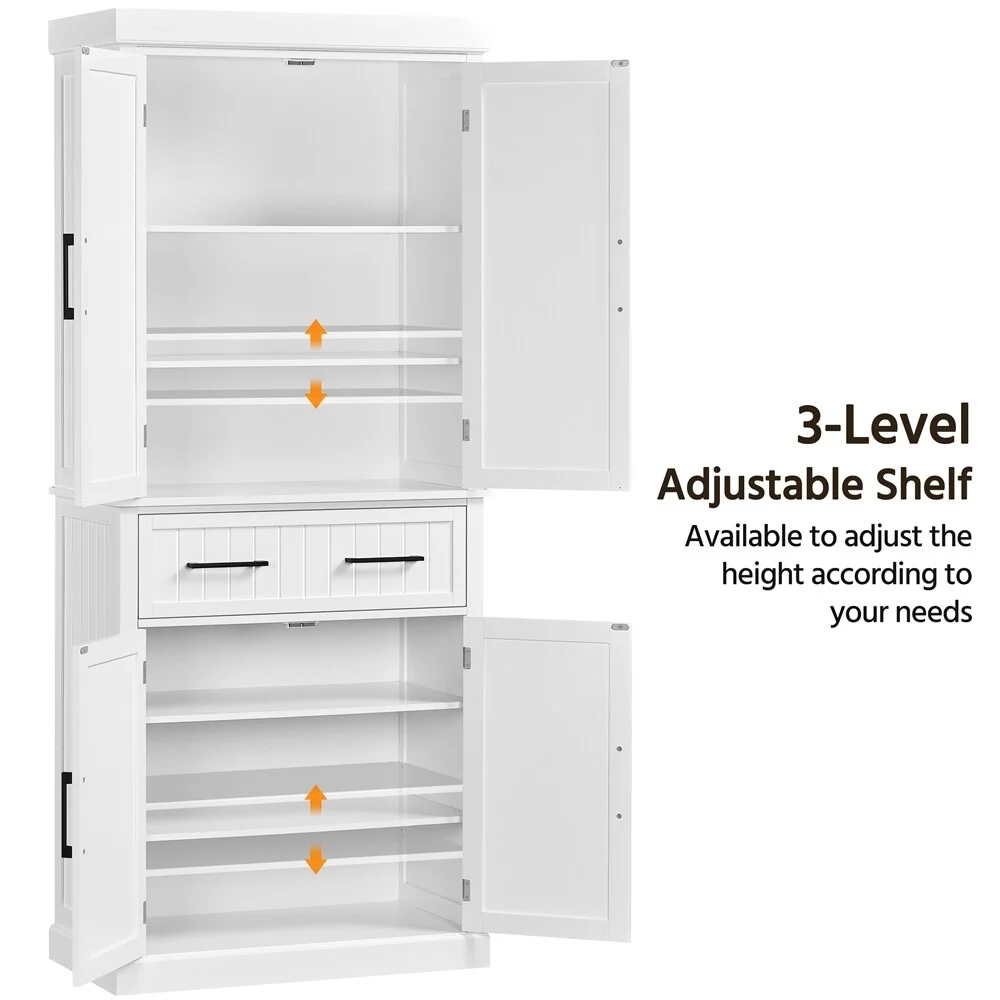 Yaheetech Wooden Kitchen Pantry Storage Cabinet with Doors and Shelves