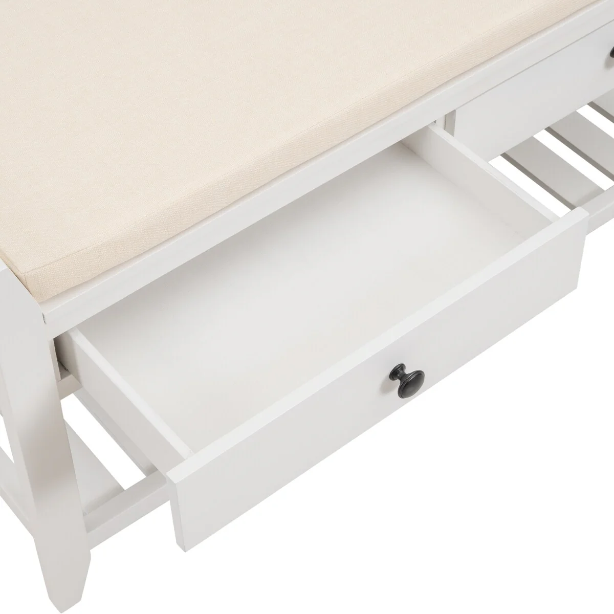 Entryway Storage Shoe Rack Bench with Cushioned Seat and Drawers