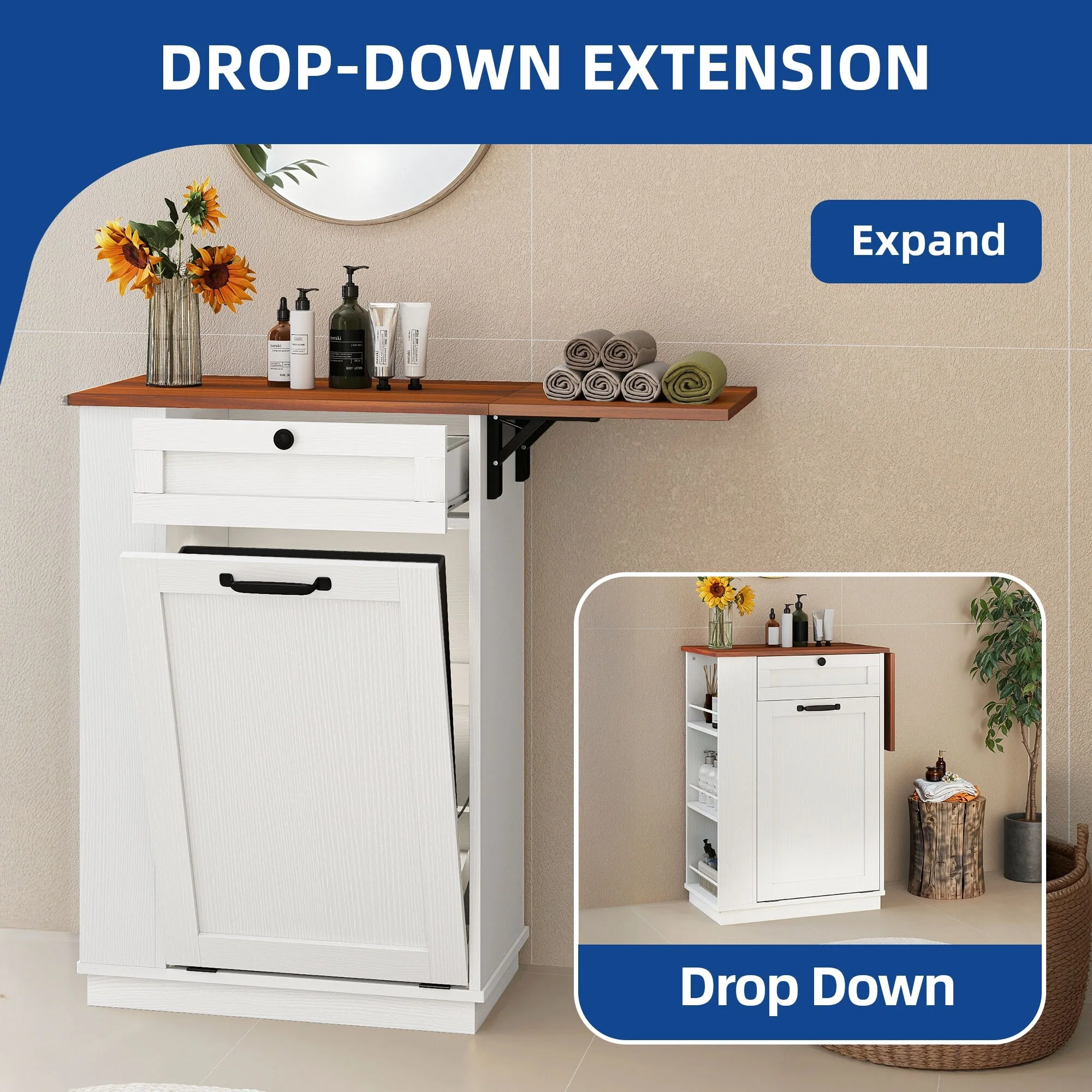 Hidden Trash Can Cabinet Tilt Out Trash Bin Cabinet With Drawer