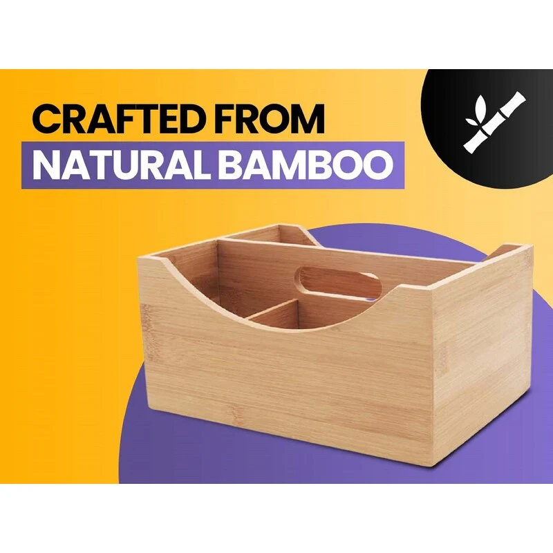 YBM HOME Bamboo 4 Compartment Organizer Tray for Drawers - 4 Compartment