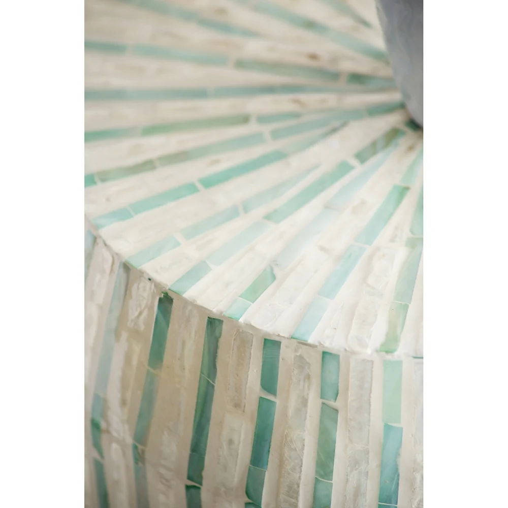 Cream and Green Drum Side Table