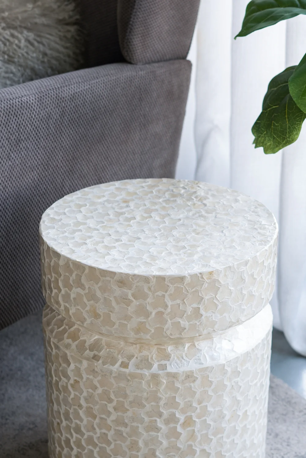 Round Capiz Side Table