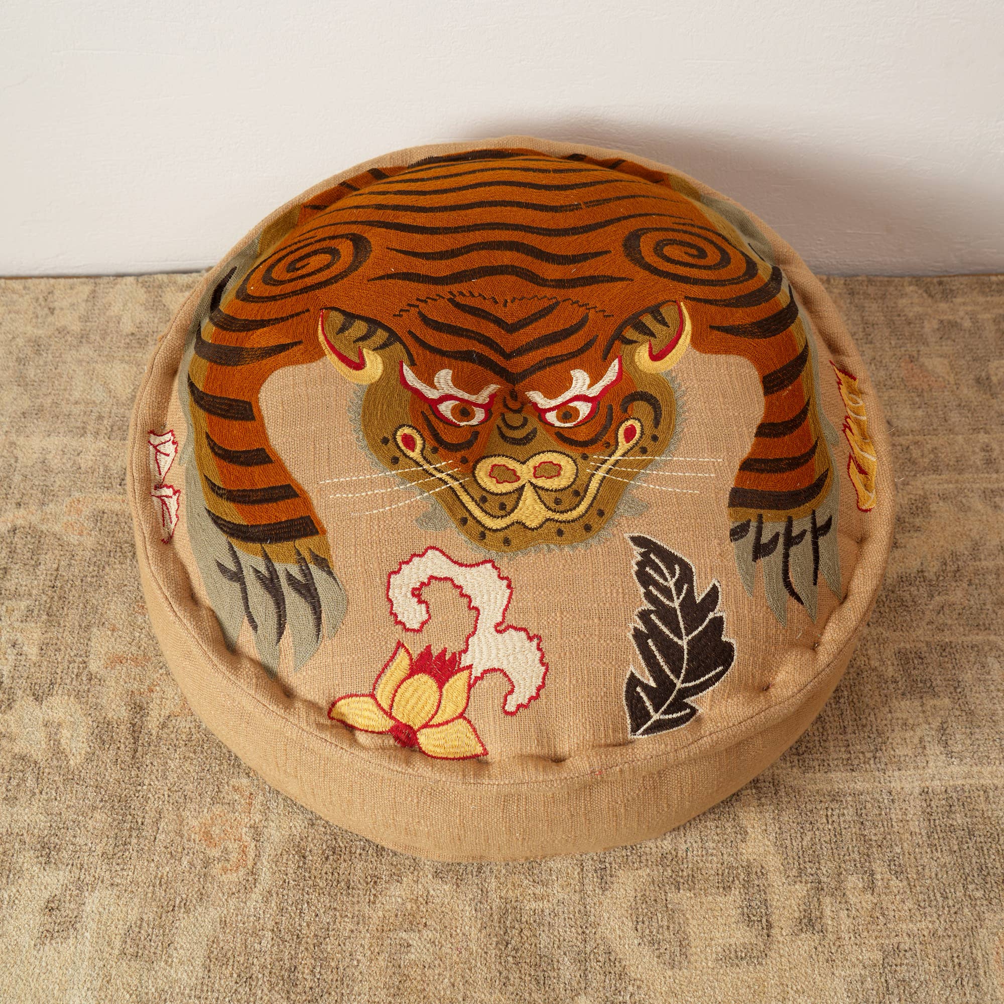 Embroidered Multicolor Pouf/Ottoman