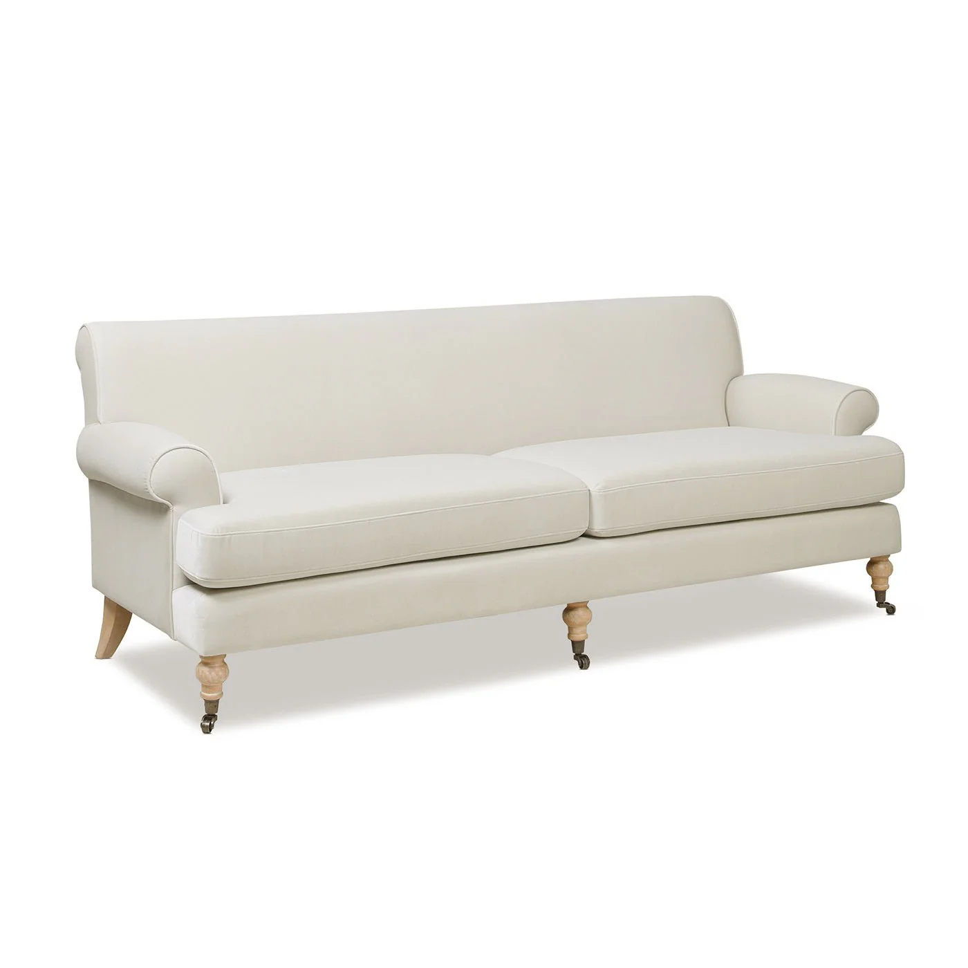 Creations Upholstered Sofa with Metal Casters and 2 Cushions Tightback