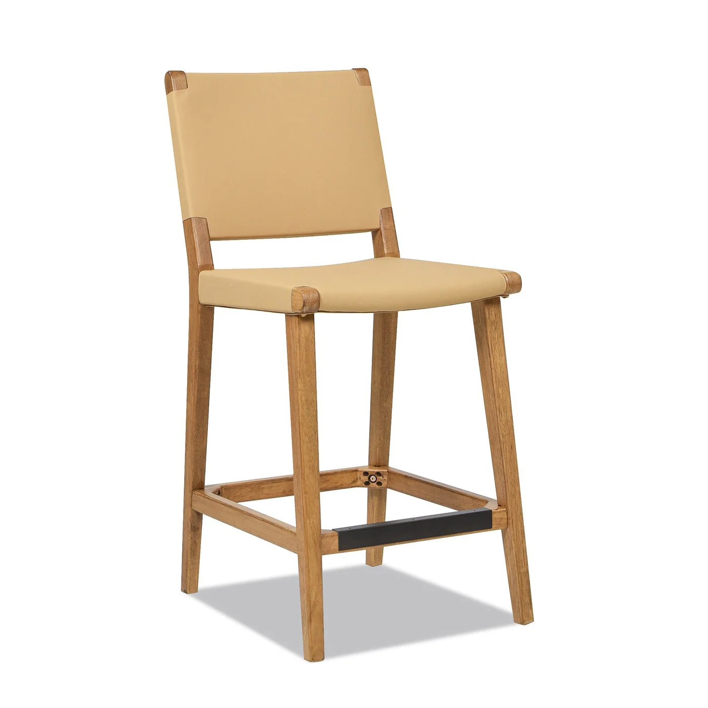 Counter Stool with Wood Frame, Open Back and Footrest