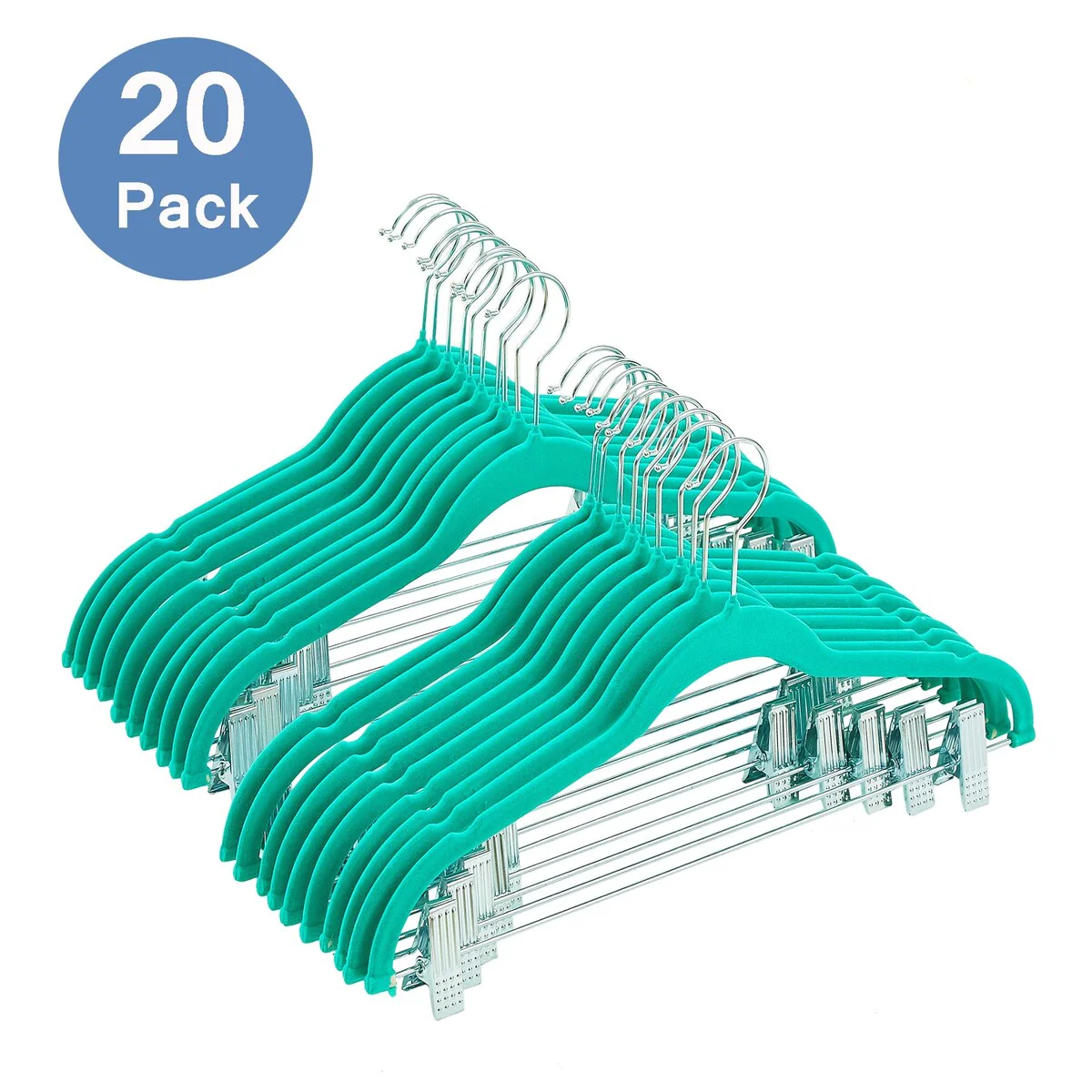 Javlergo 20-Pack Velvet Clothes Hangers, 16.5in Heavy-Duty Hangers with Adjustable Clips, Non-Slip, Space-Saving