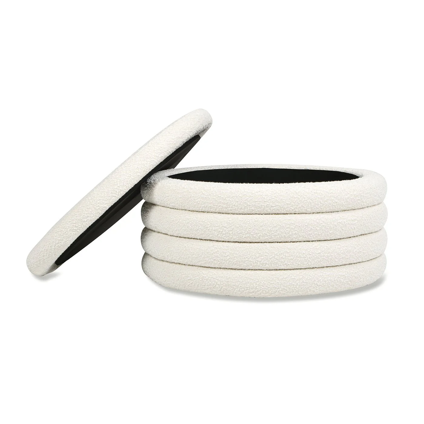 Capstone Round Upholstered Storage Cocktail Ottoman