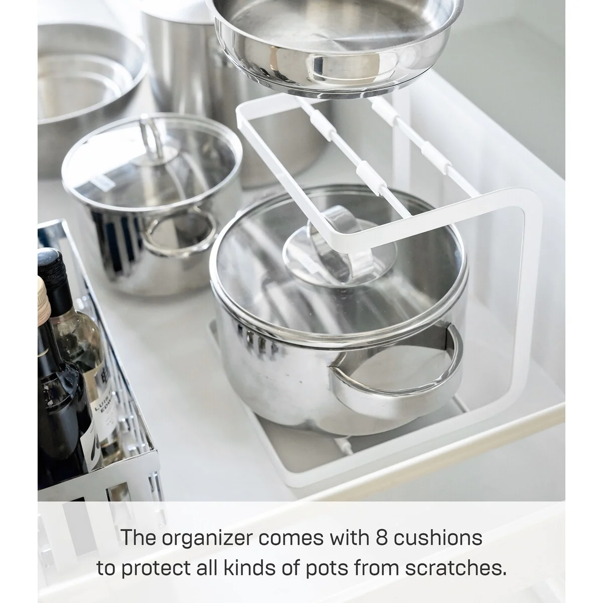 Yamazaki Home Two-Tier Pot Rack, Steel - L 8.27 x W 8.07 x H 8.86 inches