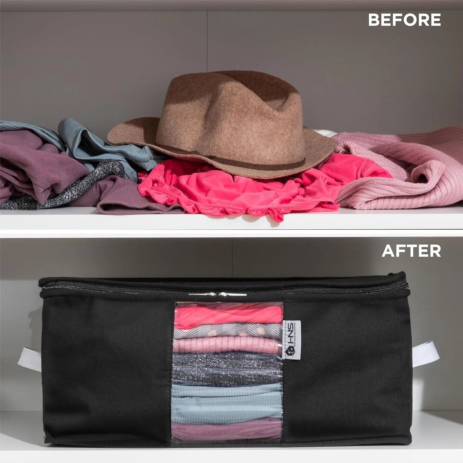 Clothes Storage Bag Organizer with Cedar Insert to Protect from Moths, Moist, Dirt, Dust etc. - Set of 2 Bags