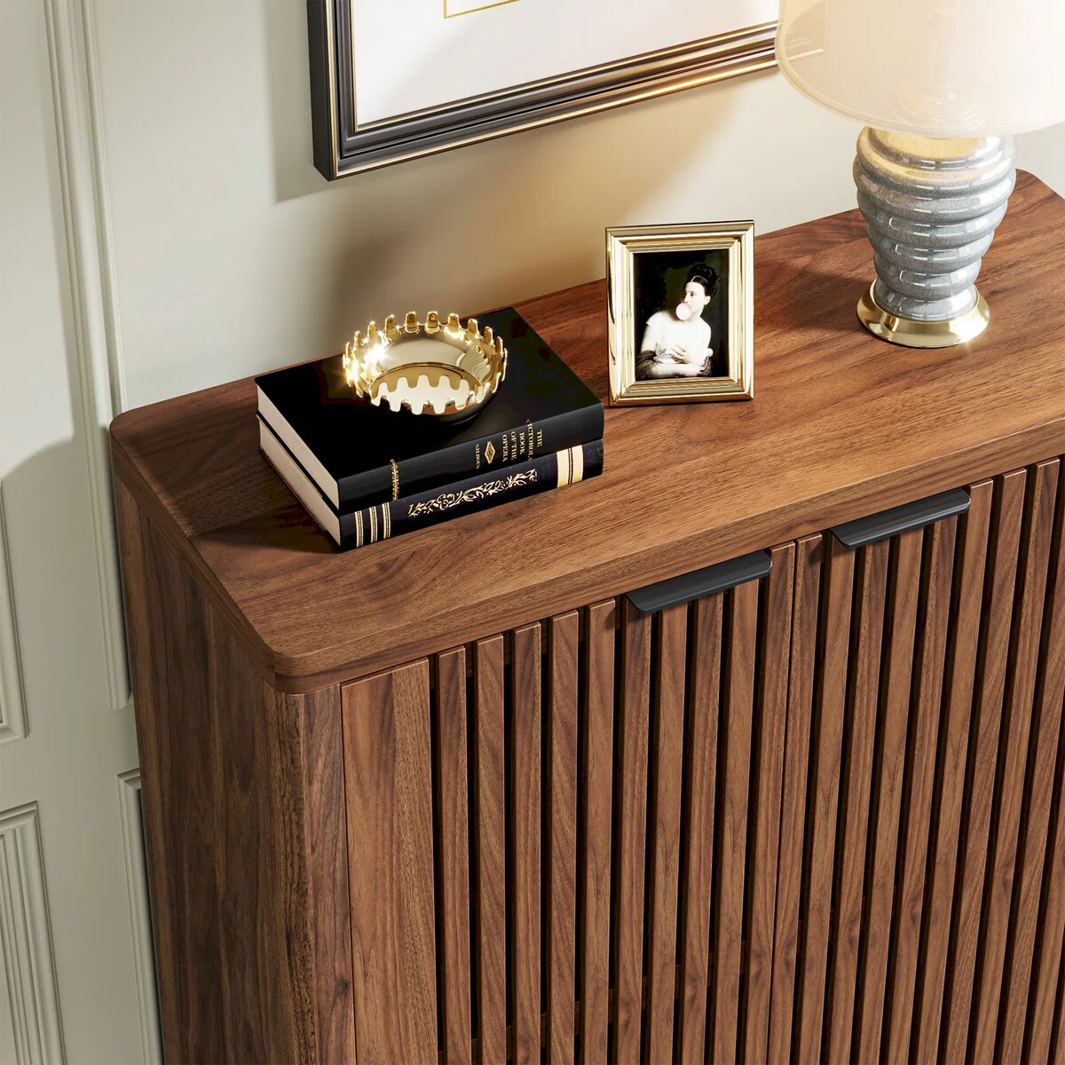 Large Modern Shoe Storage Cabinet with Adjustable Shelves