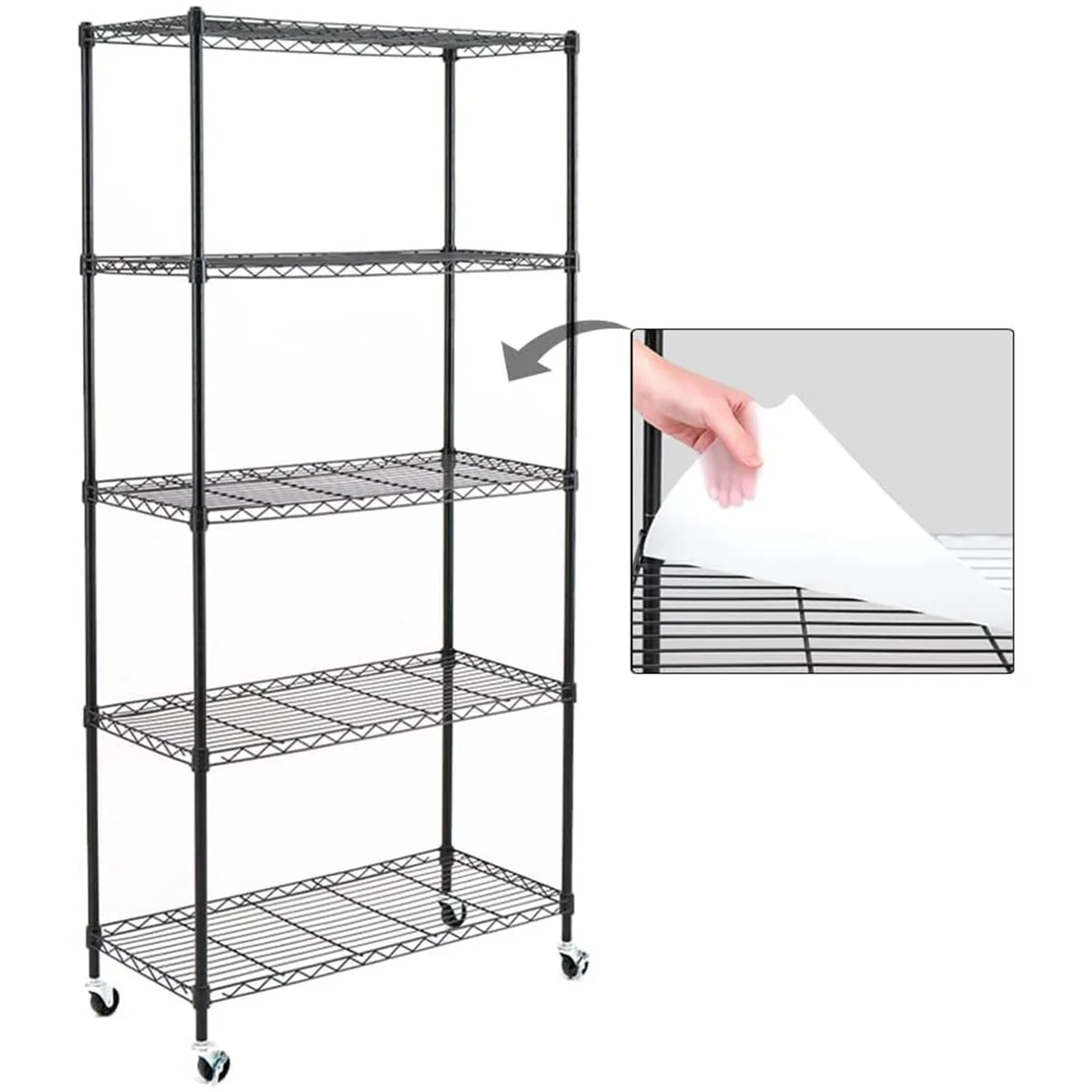 4/5-Tier Steel Shelving on Wheels with Shelf Liners Versatile Rack