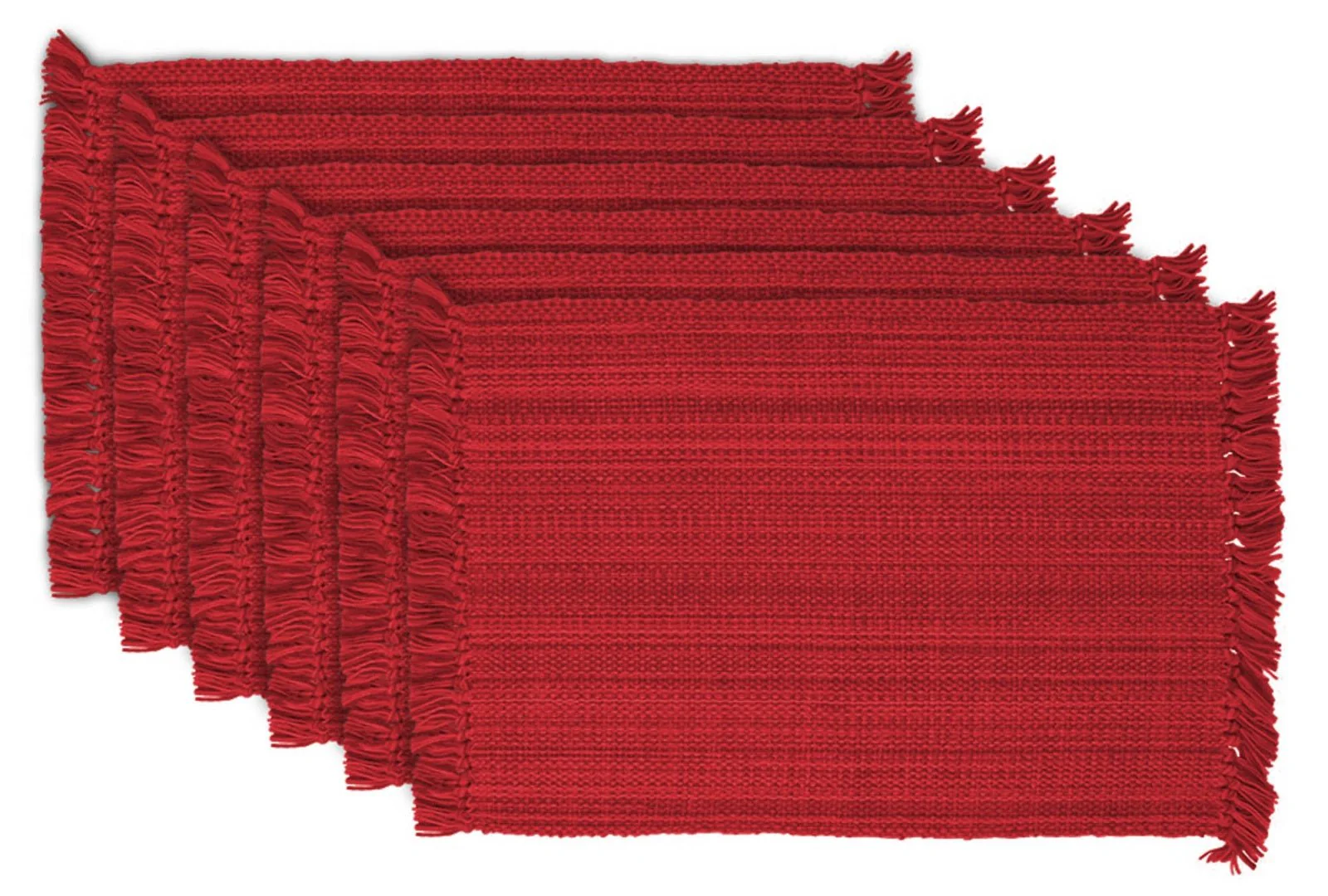 Tango Red Variegated Fringe Placemats, Set Of 6
