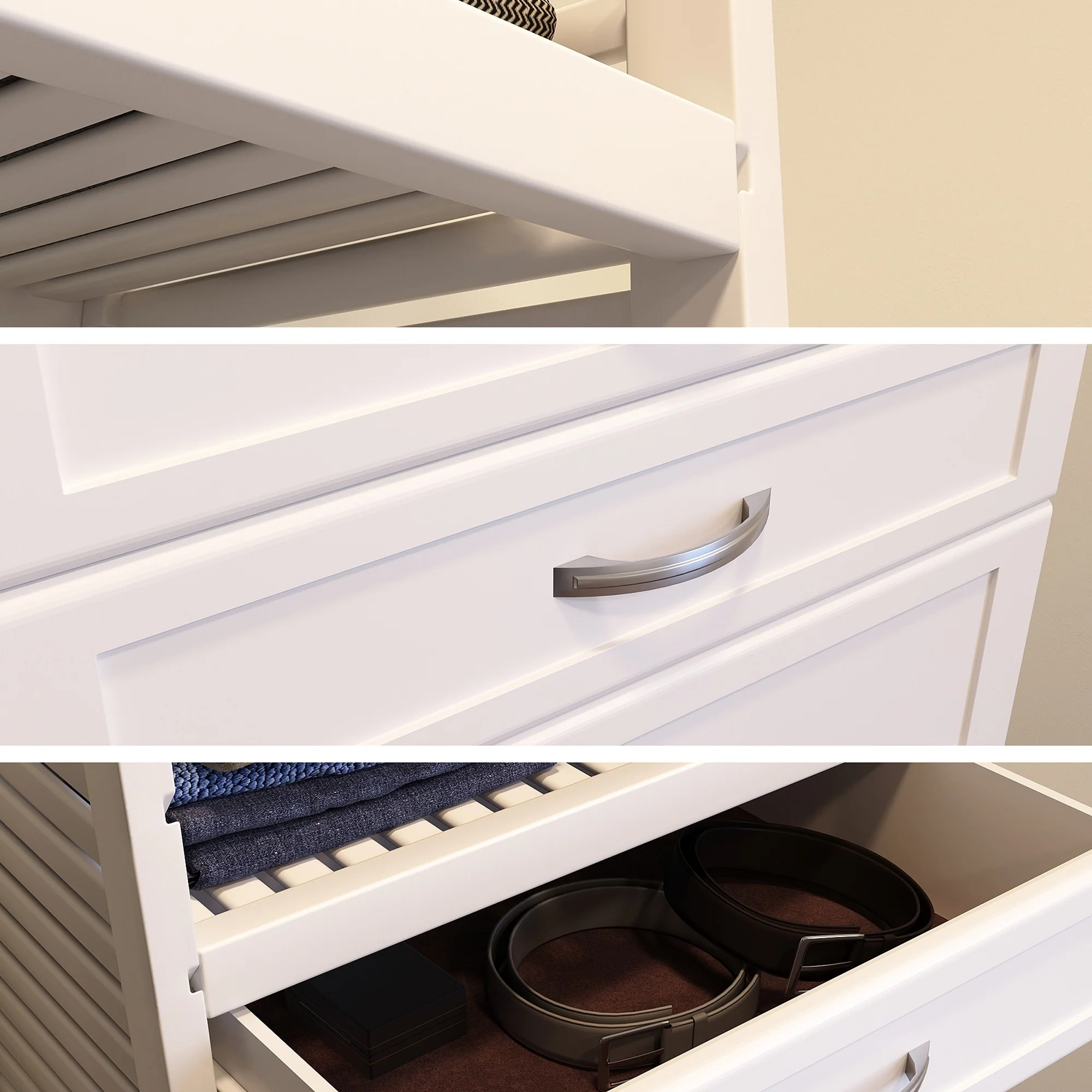 John Louis Home Solid Wood Walk-In Closet System with 5-Drawers and Doors White