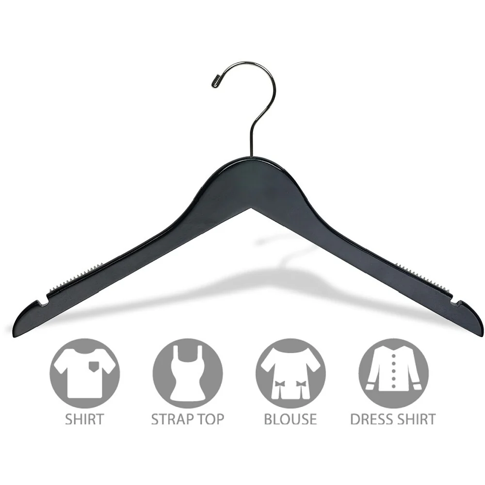Black Top Hanger with Notches and Rubber Strips