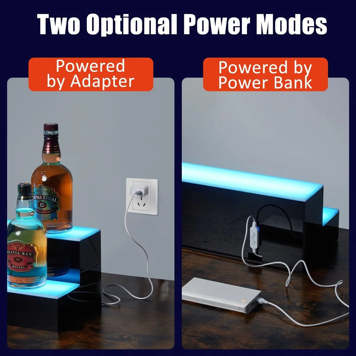 LED Light-Up Wine Bottle Display Rack, Wall-Mounted Acrylic