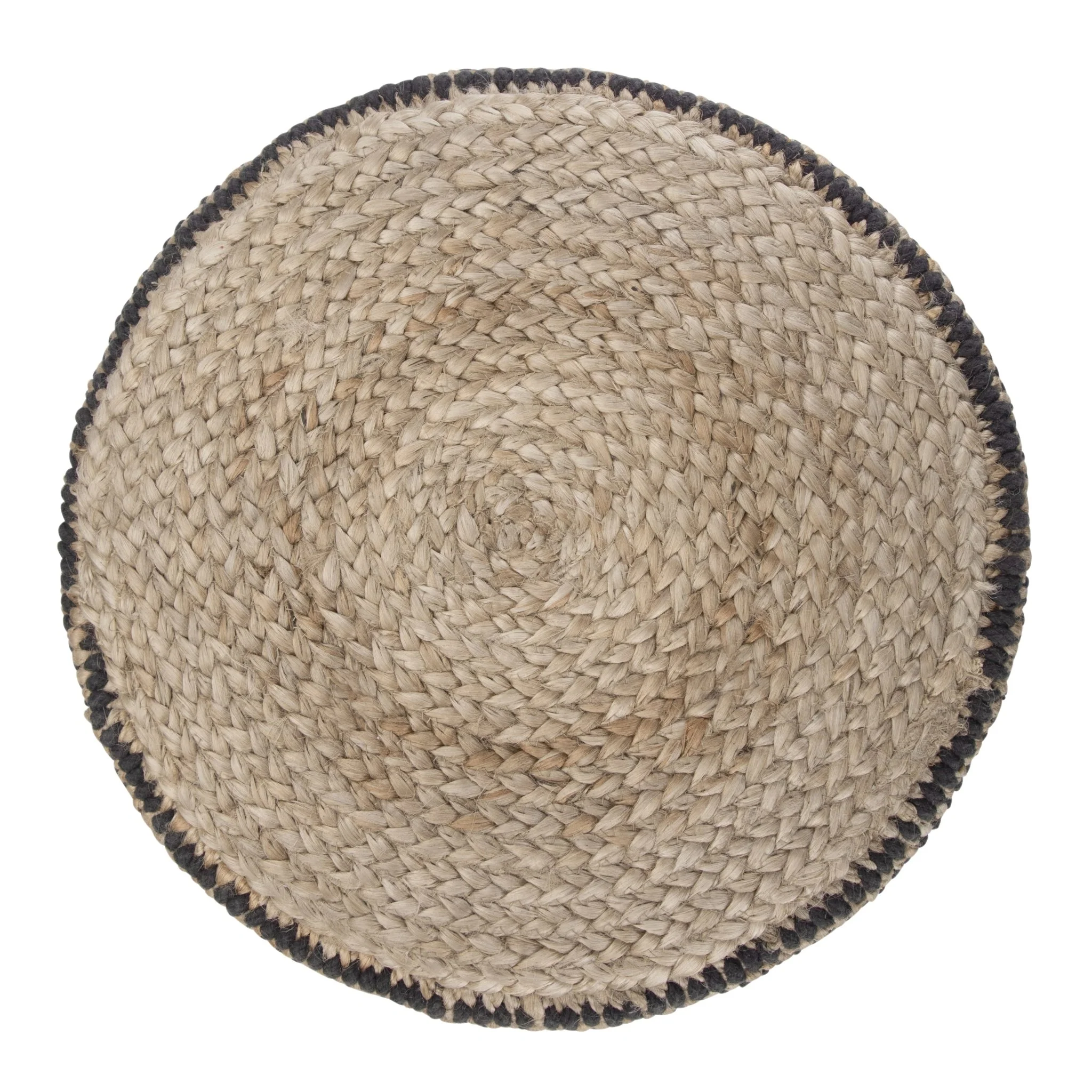 Multi-functional Handcrafted Round Pouf with Hand Braided Jute