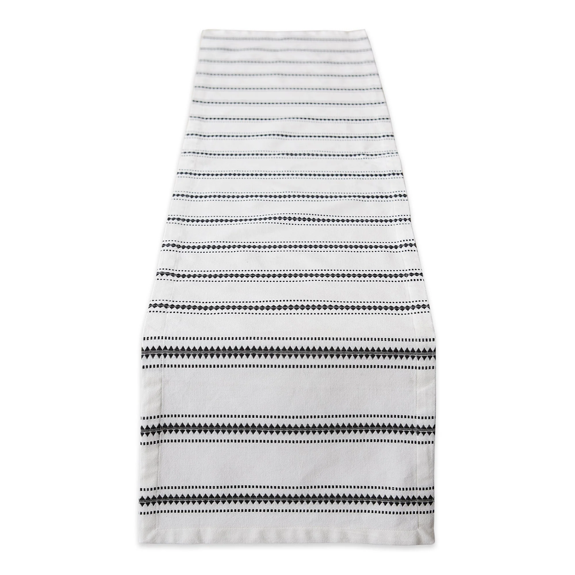 Black Zig Dobby Stripe Table Runner 14X72