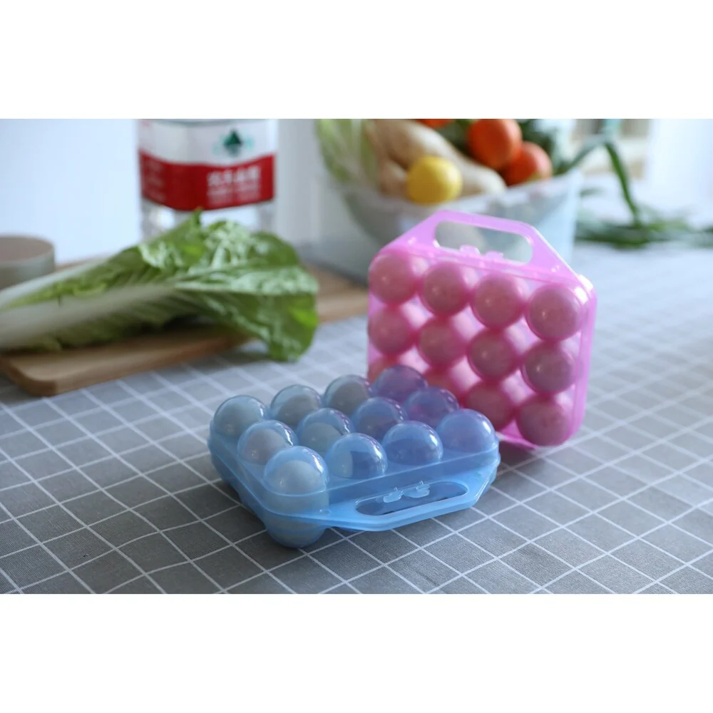 Clear Plastic Egg Carton, 12 Egg Holder Carrying Case with Handle