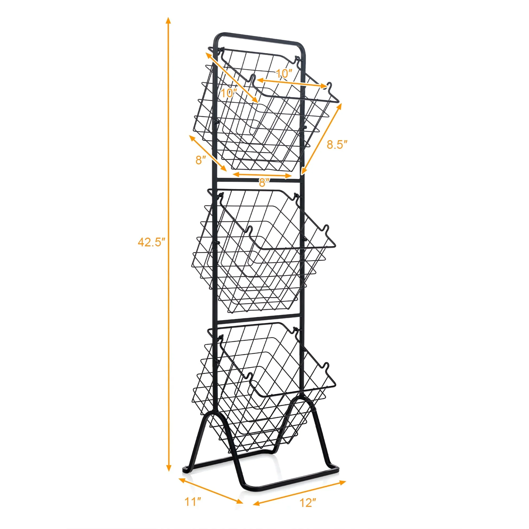 Costway 3-Tier Wire Fruit Basket Stand Kitchen Snack Vegetable Storage - See Details