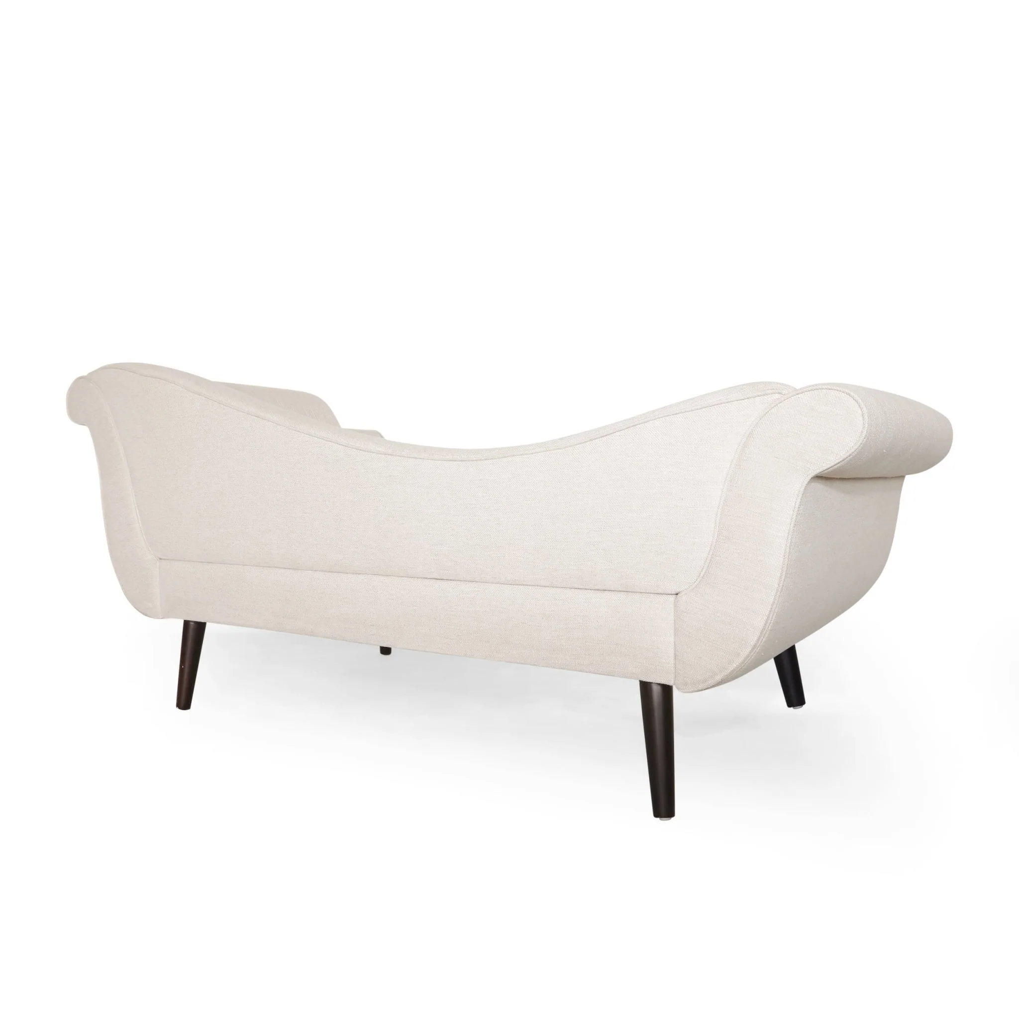 Upholstered Chaise Lounge with Flared Arm and Solid Wood Legs