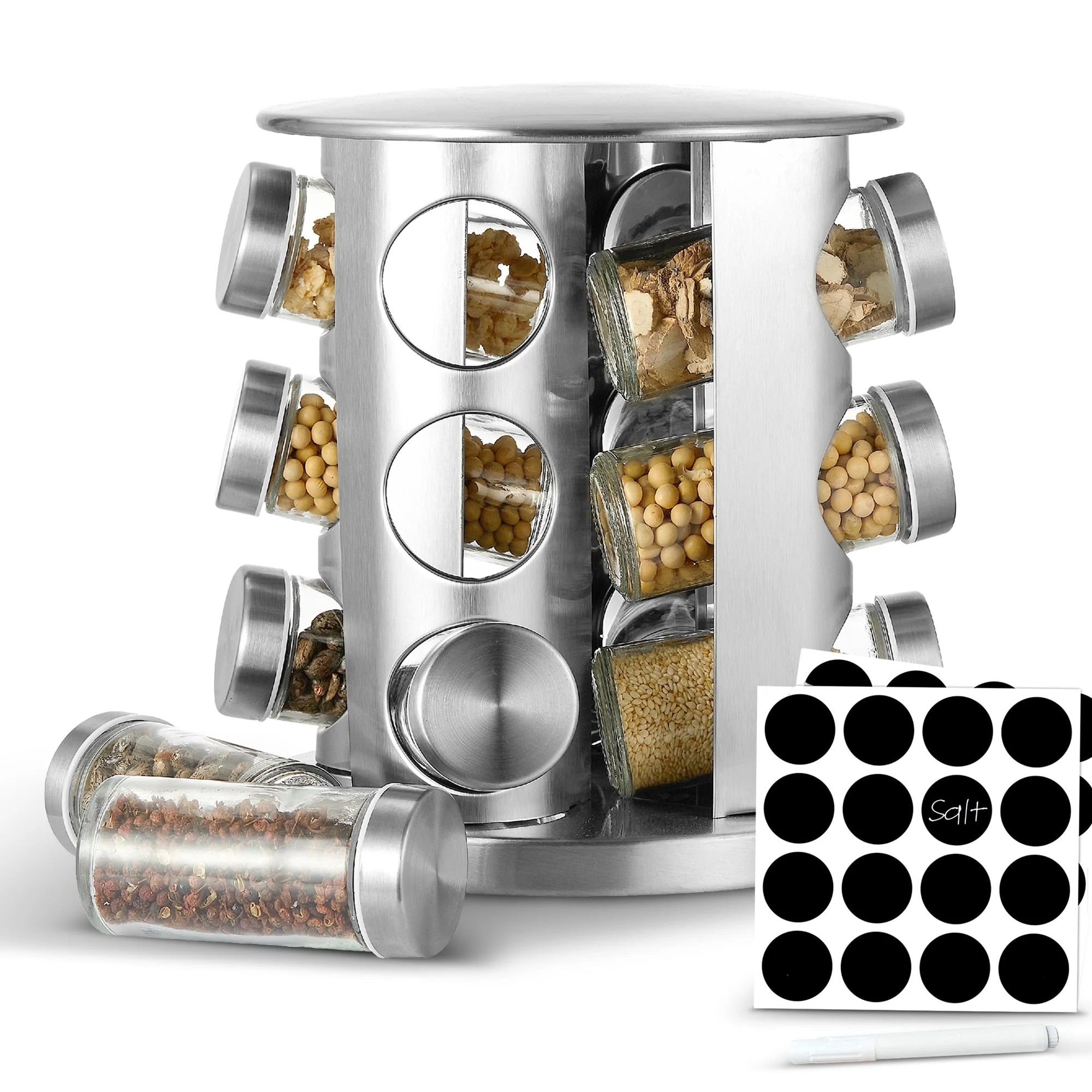 Cheer Collection Rotating Spice Rack with 12 Jars