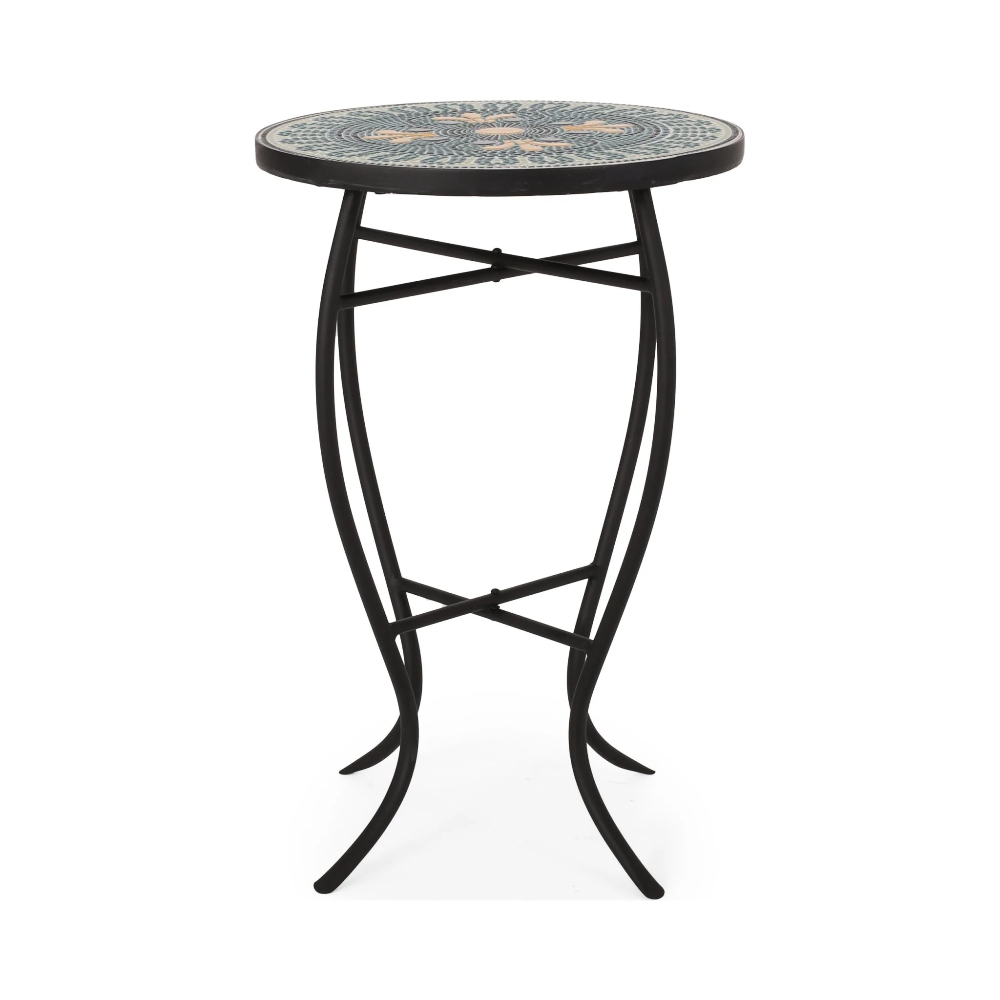 Outdoor Side Table with Tile Mosaic Table Top