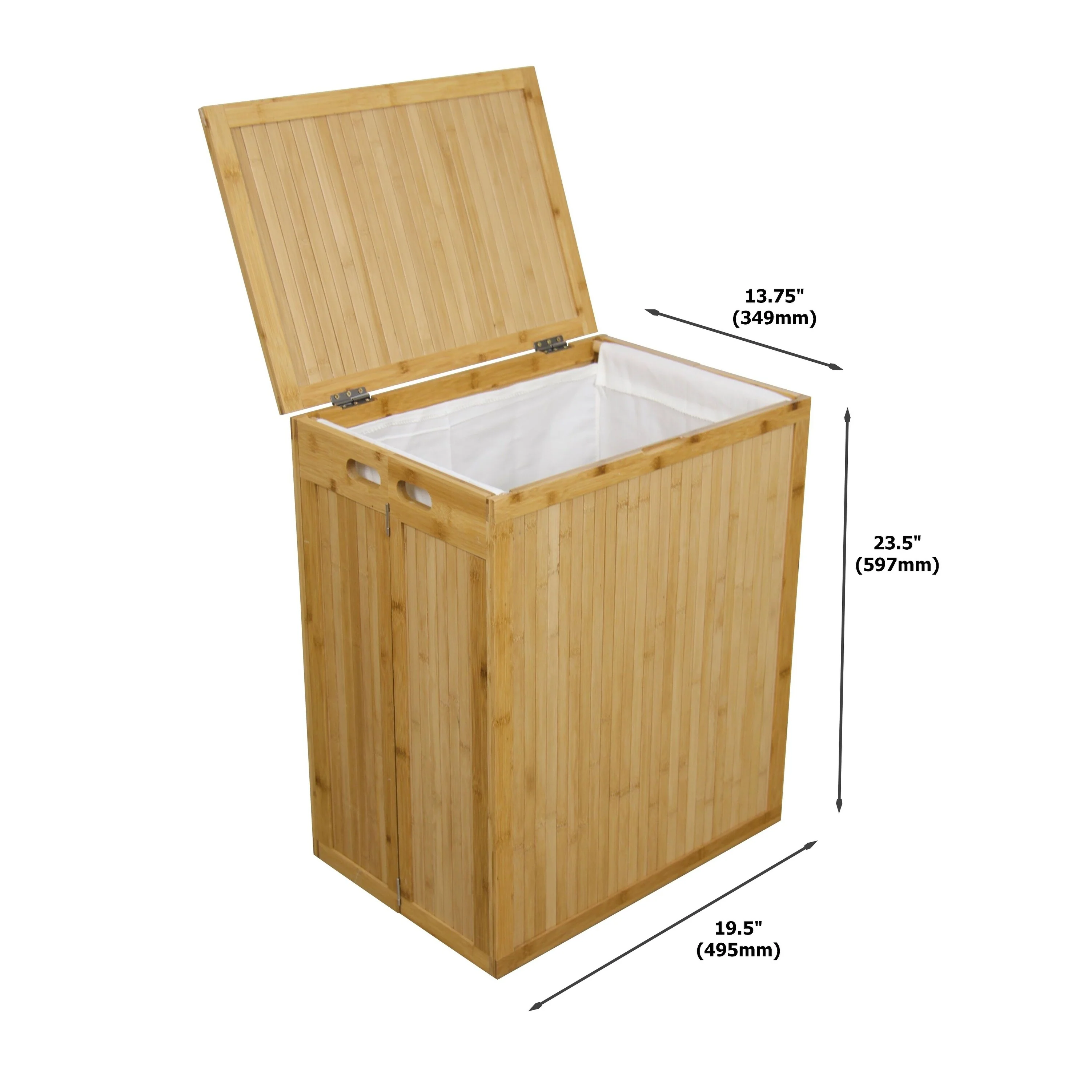 Solid Bamboo Folding Clothes Hamper w/ Removable Laundry Bag