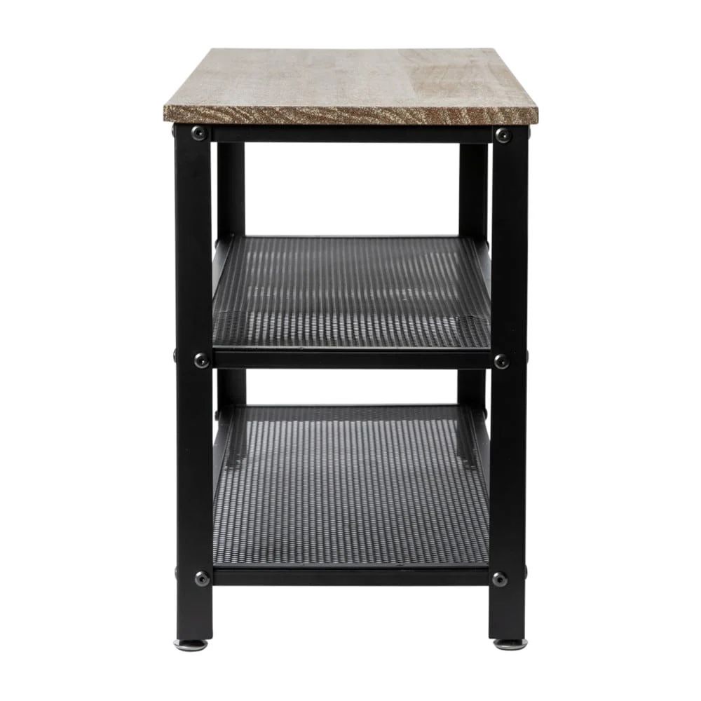 3-Tier Entryway Bench with Mesh Metal Shoe Storage Shelves