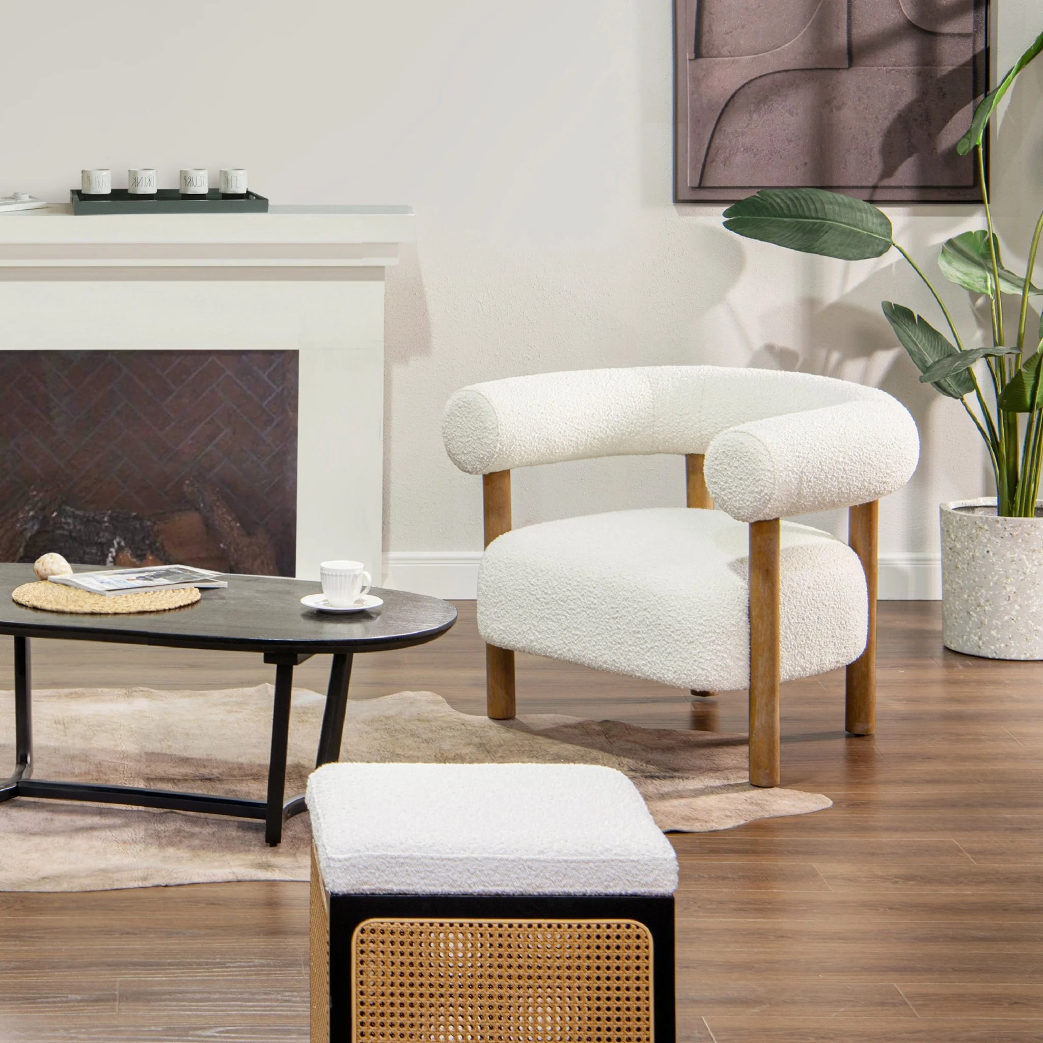 Upholstered Open Back Barrel Chair