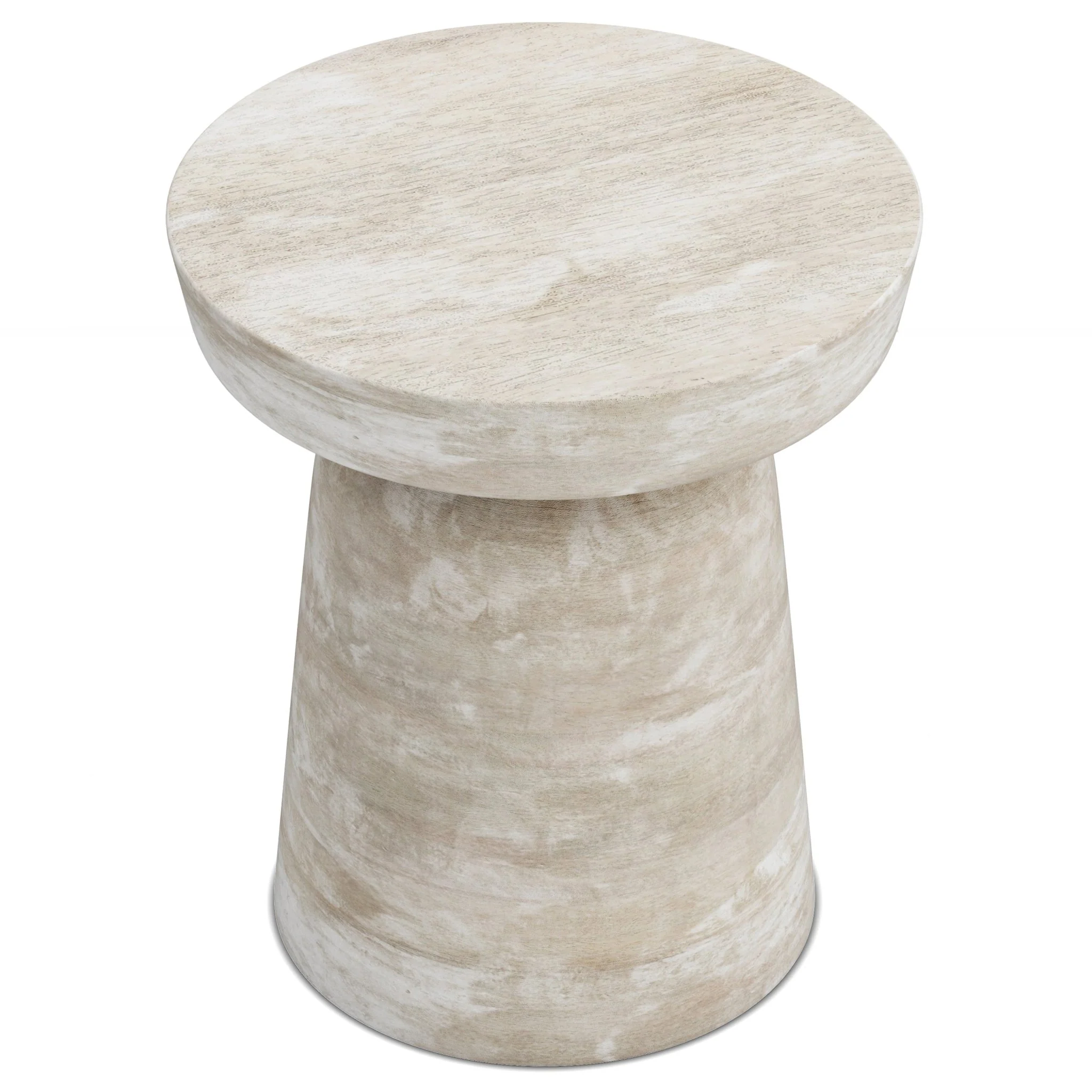 Xylophone Wooden Accent Table with Sculptural Design and Round Top
