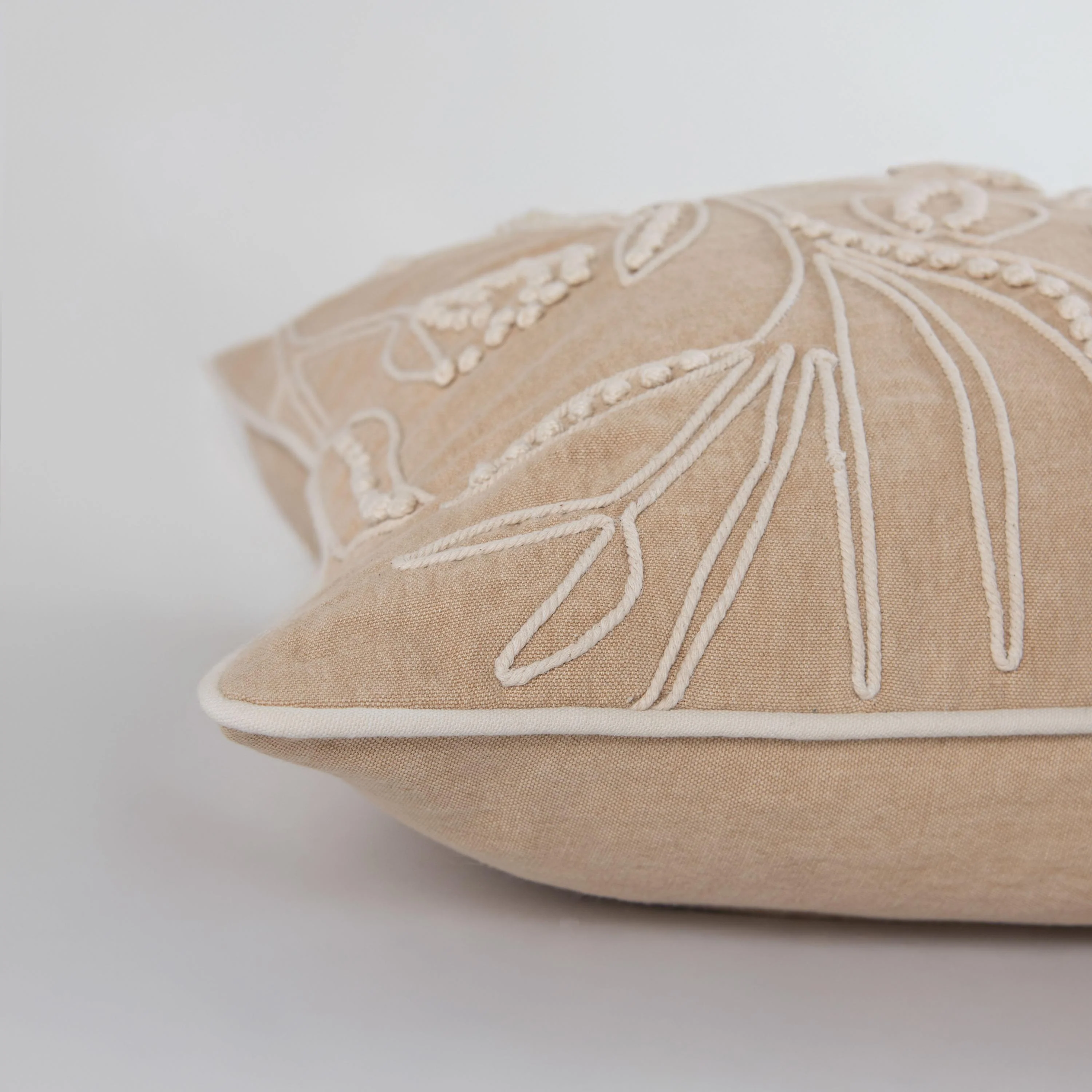 Botanical Embroidered Throw Pillow