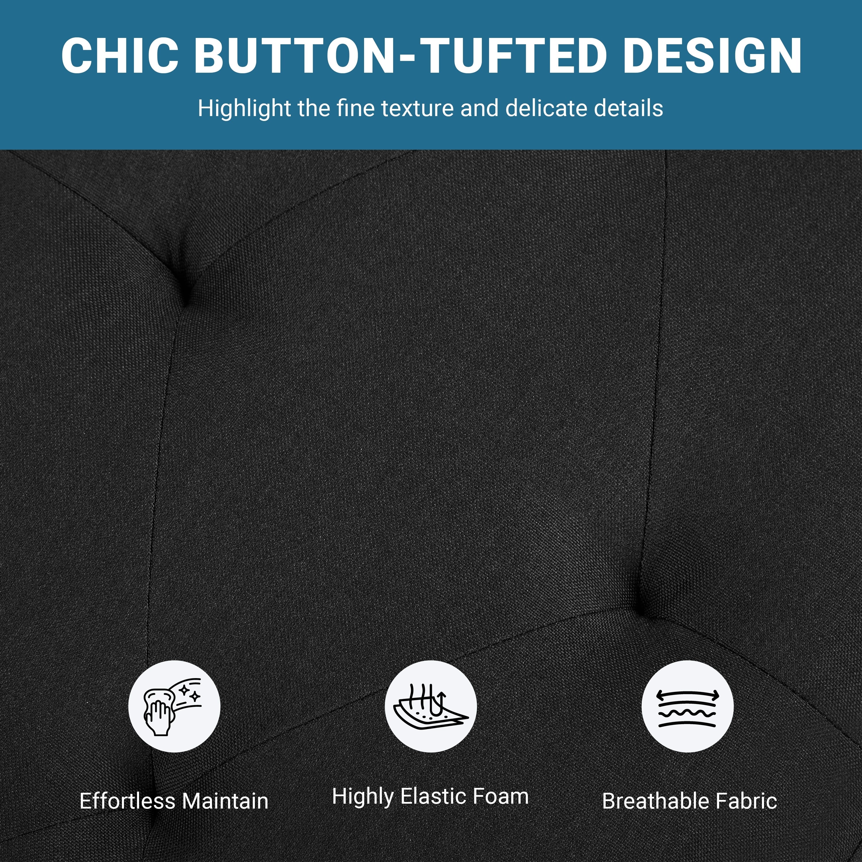 Yaheetech Modern Fabric Tufted Storage Bench with Cushioned Ottoman